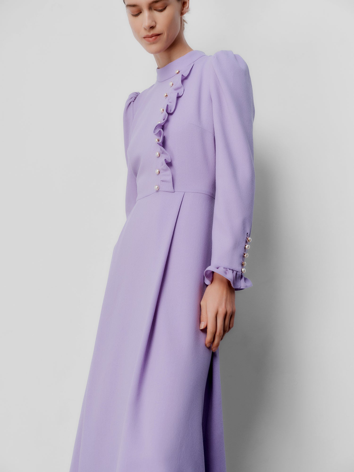 Christina Lilac Wool Crepe Dress