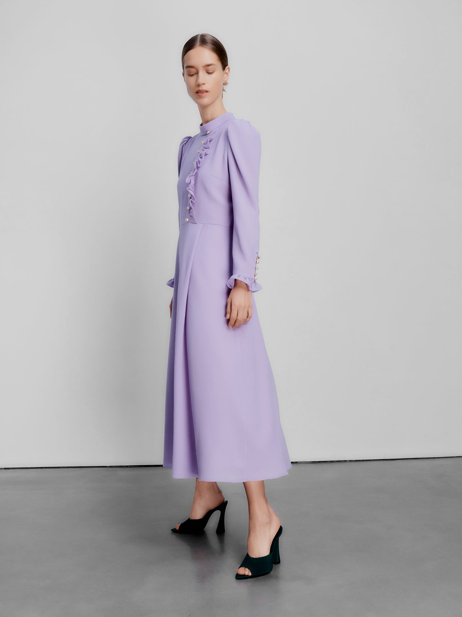Christina Lilac Wool Crepe Dress