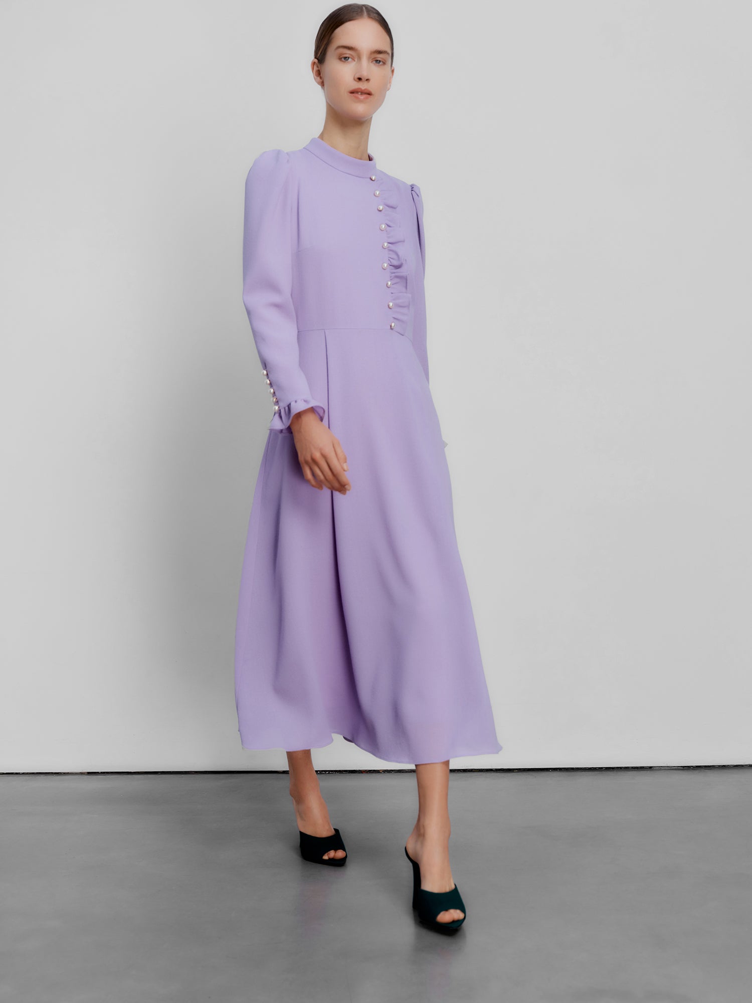 Christina Lilac Wool Crepe Dress