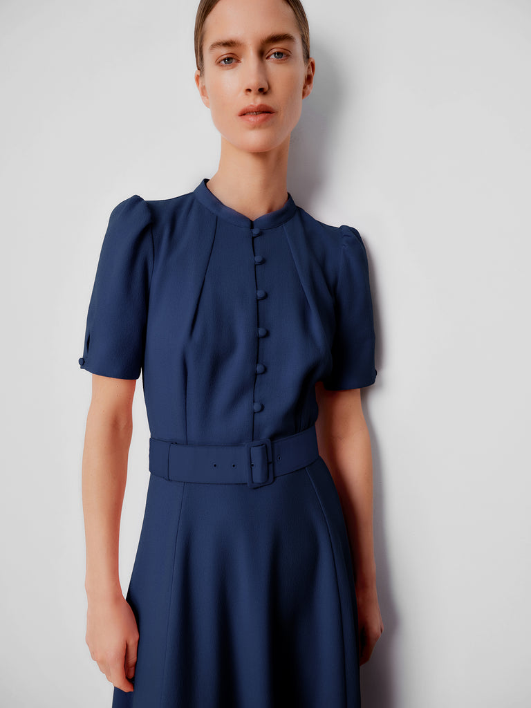 Ahana Navy Short Sleeve Dress