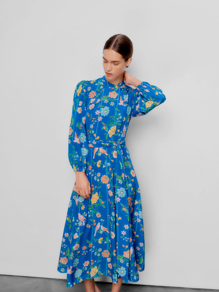 Sonia Bamboo & Birds Bright Blue Dress