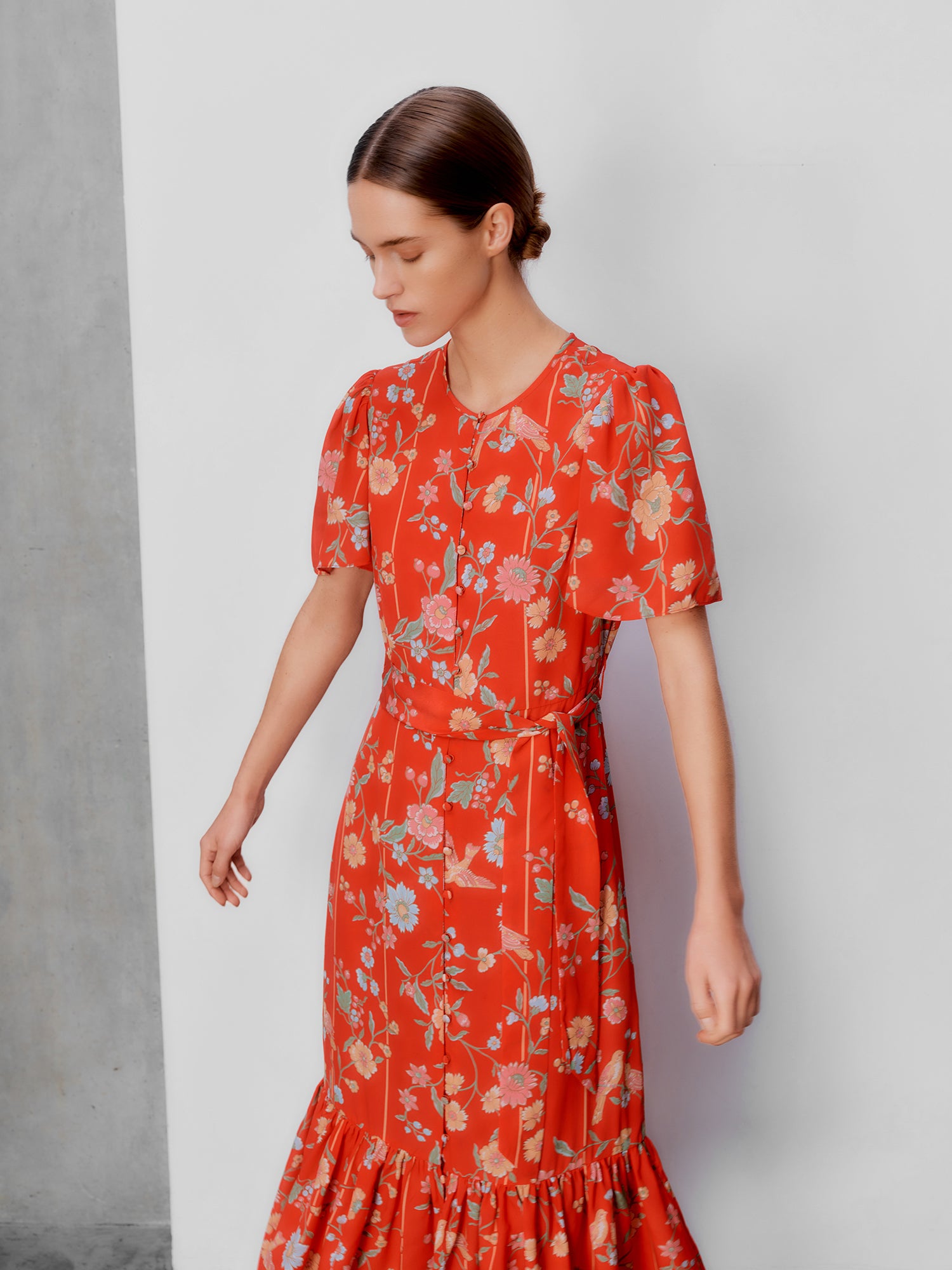 Ava Bamboo & Birds Red Dress