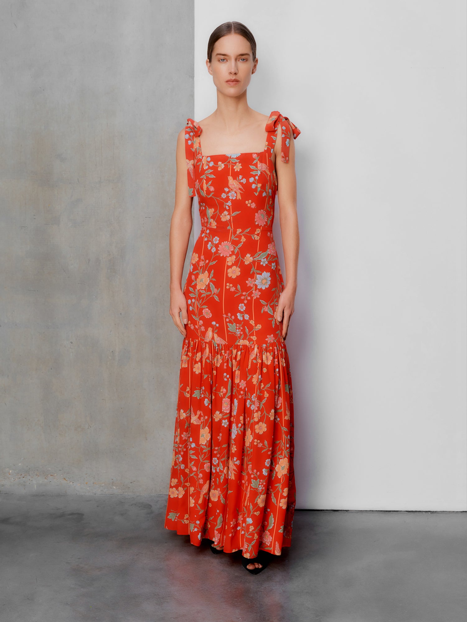 Thea Bamboo & Birds Red Dress