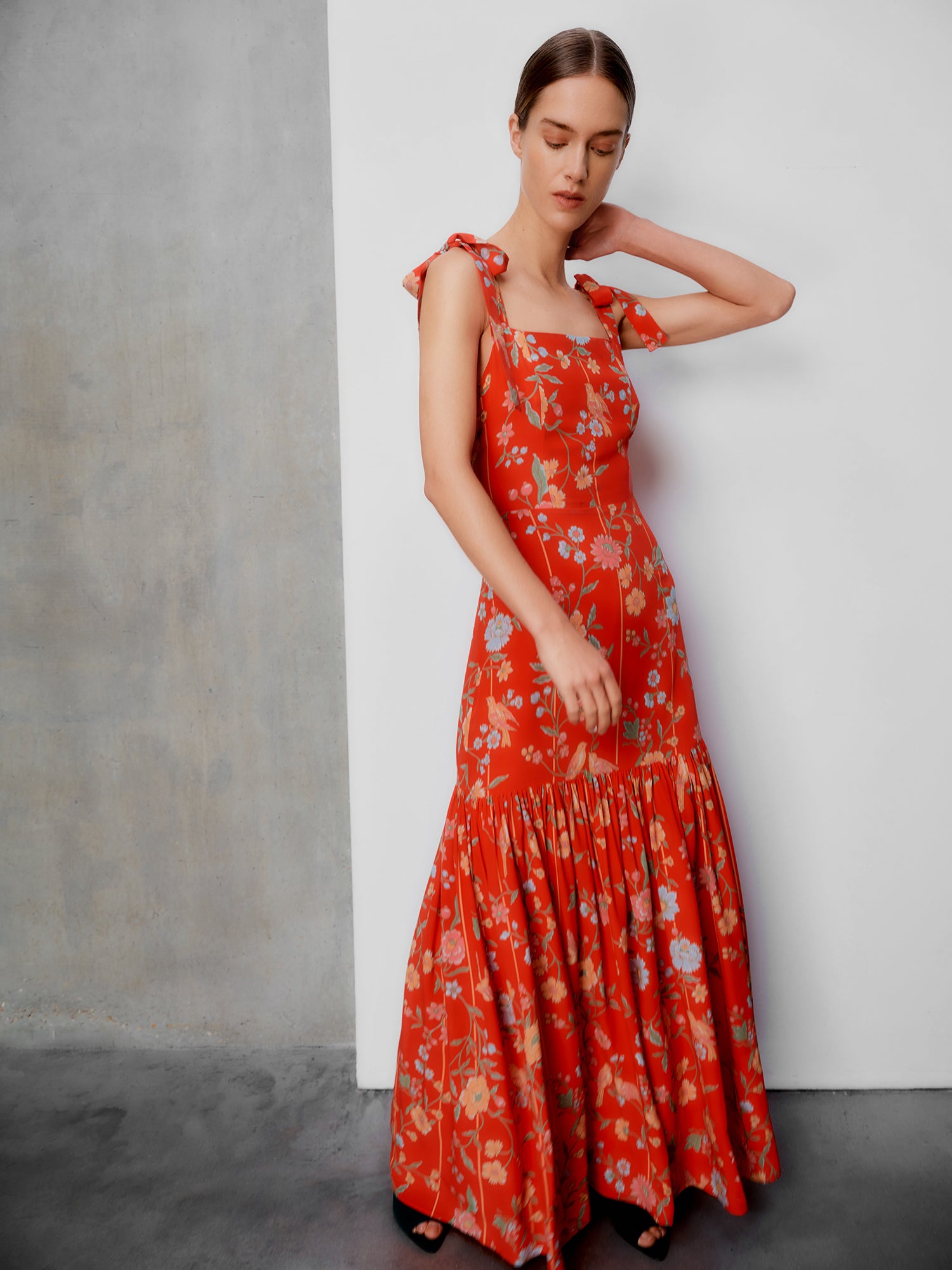Thea Bamboo & Birds Red Dress