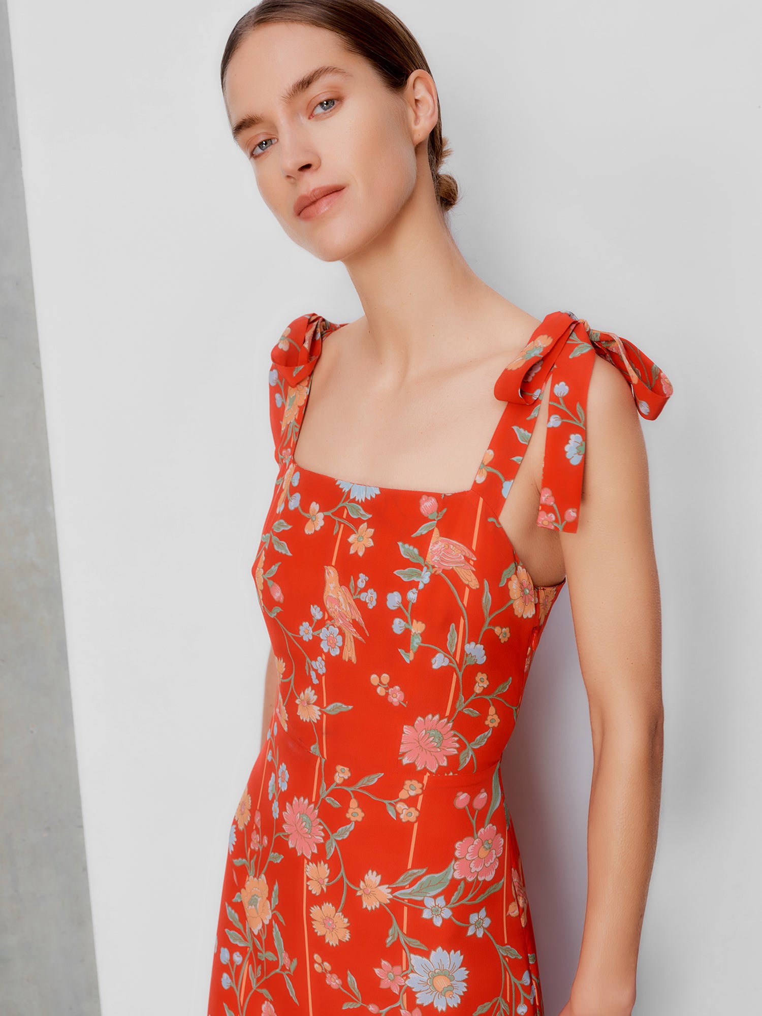 Thea Bamboo & Birds Red Dress