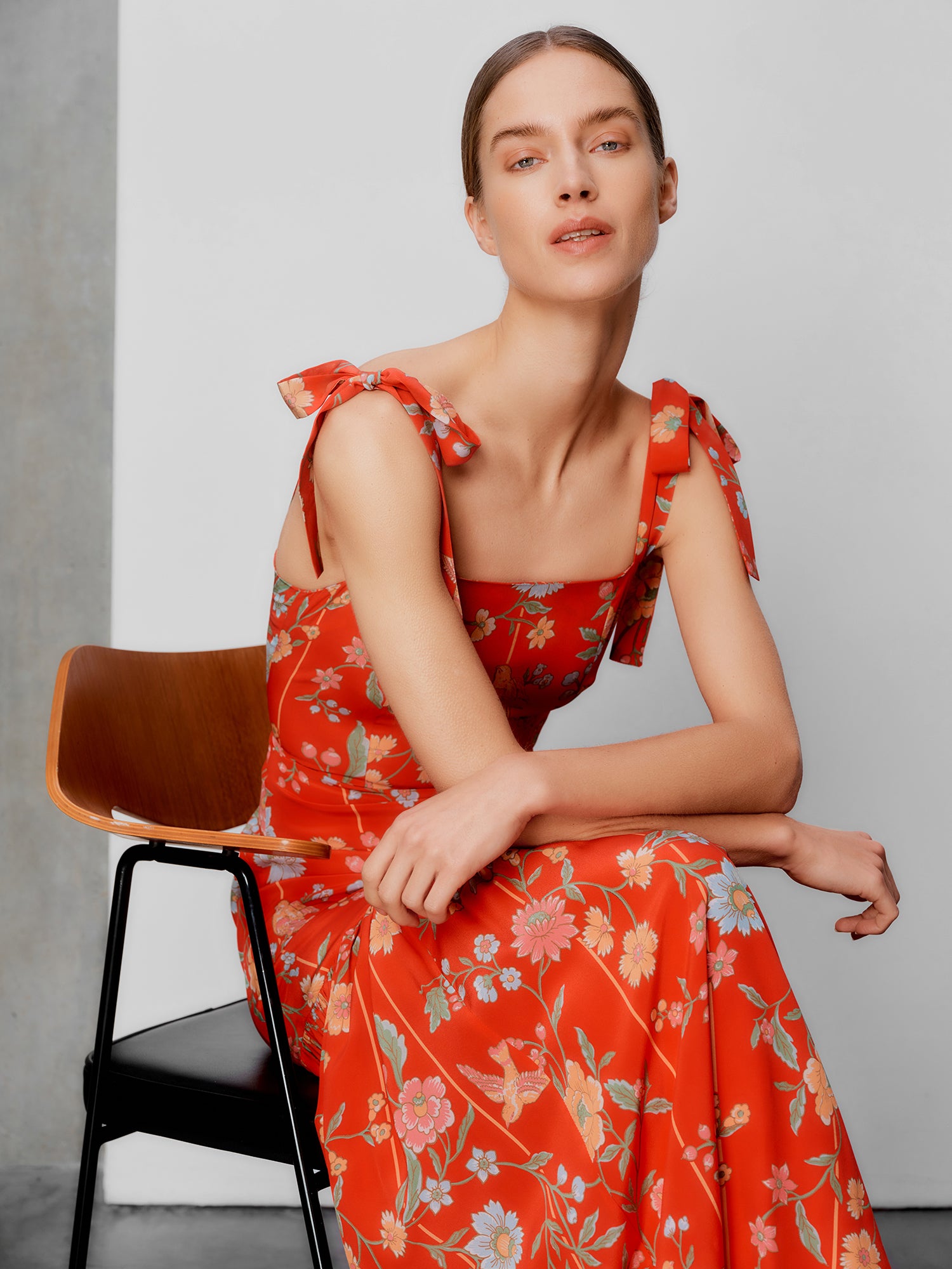 Thea Bamboo & Birds Red Dress