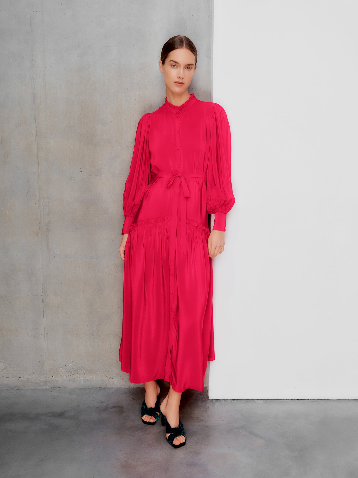Darsha Berry Pink Shirt Dress