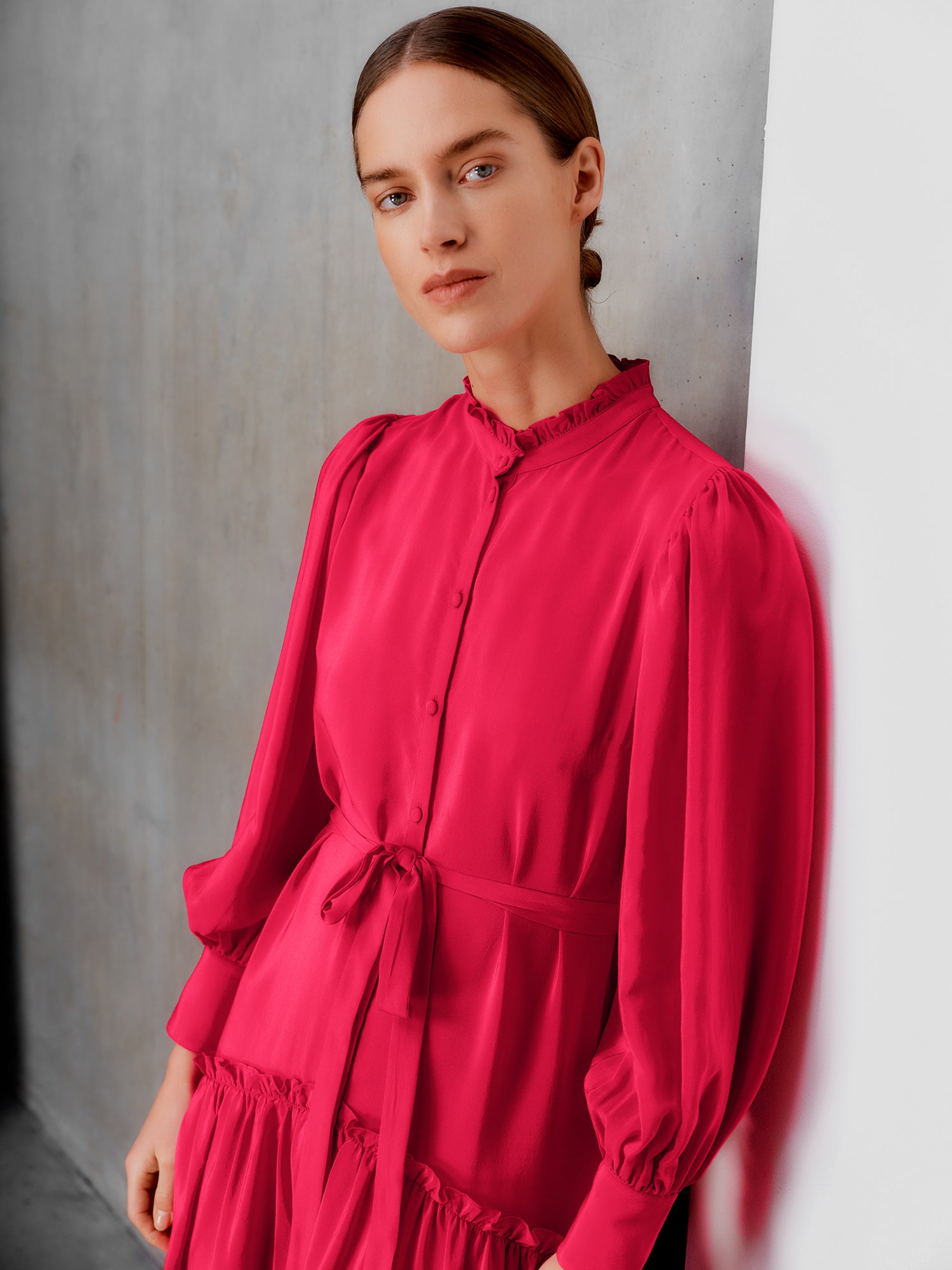 Darsha Berry Pink Shirt Dress