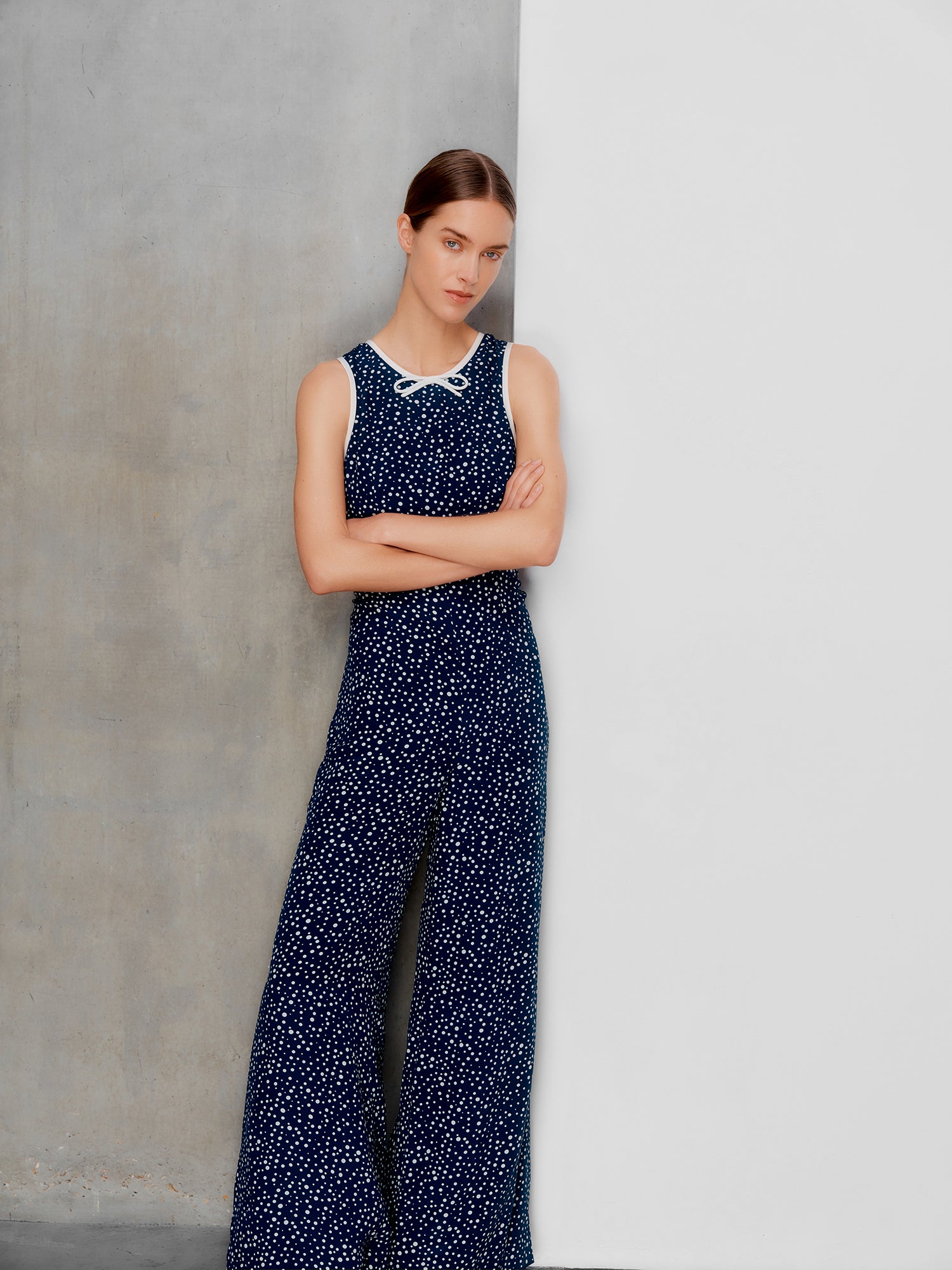 Delilah Navy Polka Jumpsuit