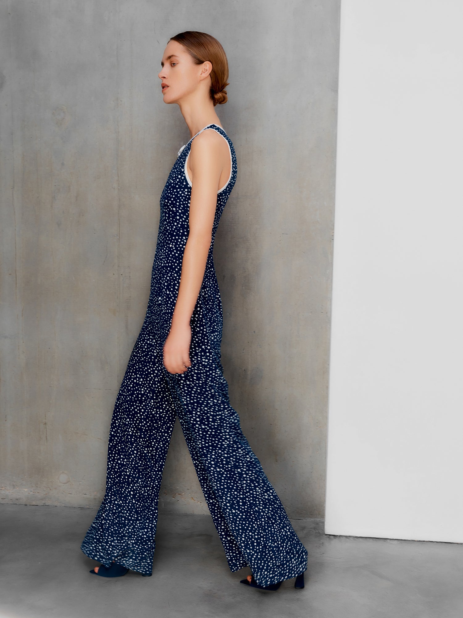 Delilah Navy Polka Jumpsuit