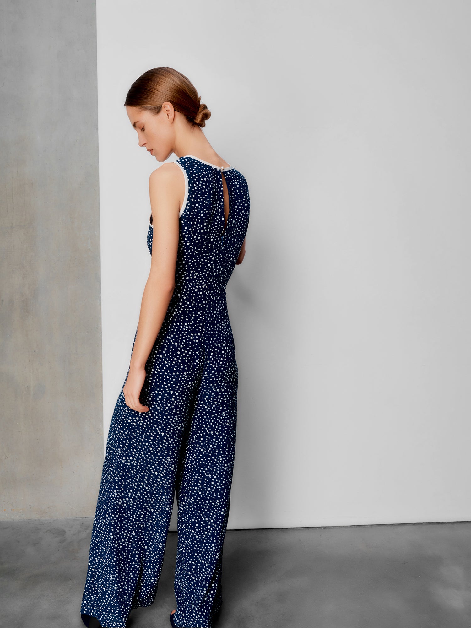 Delilah Navy Polka Jumpsuit