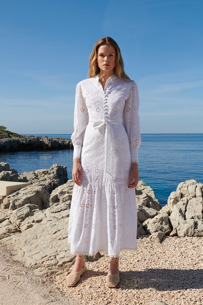 Celeste White Broderie Dress