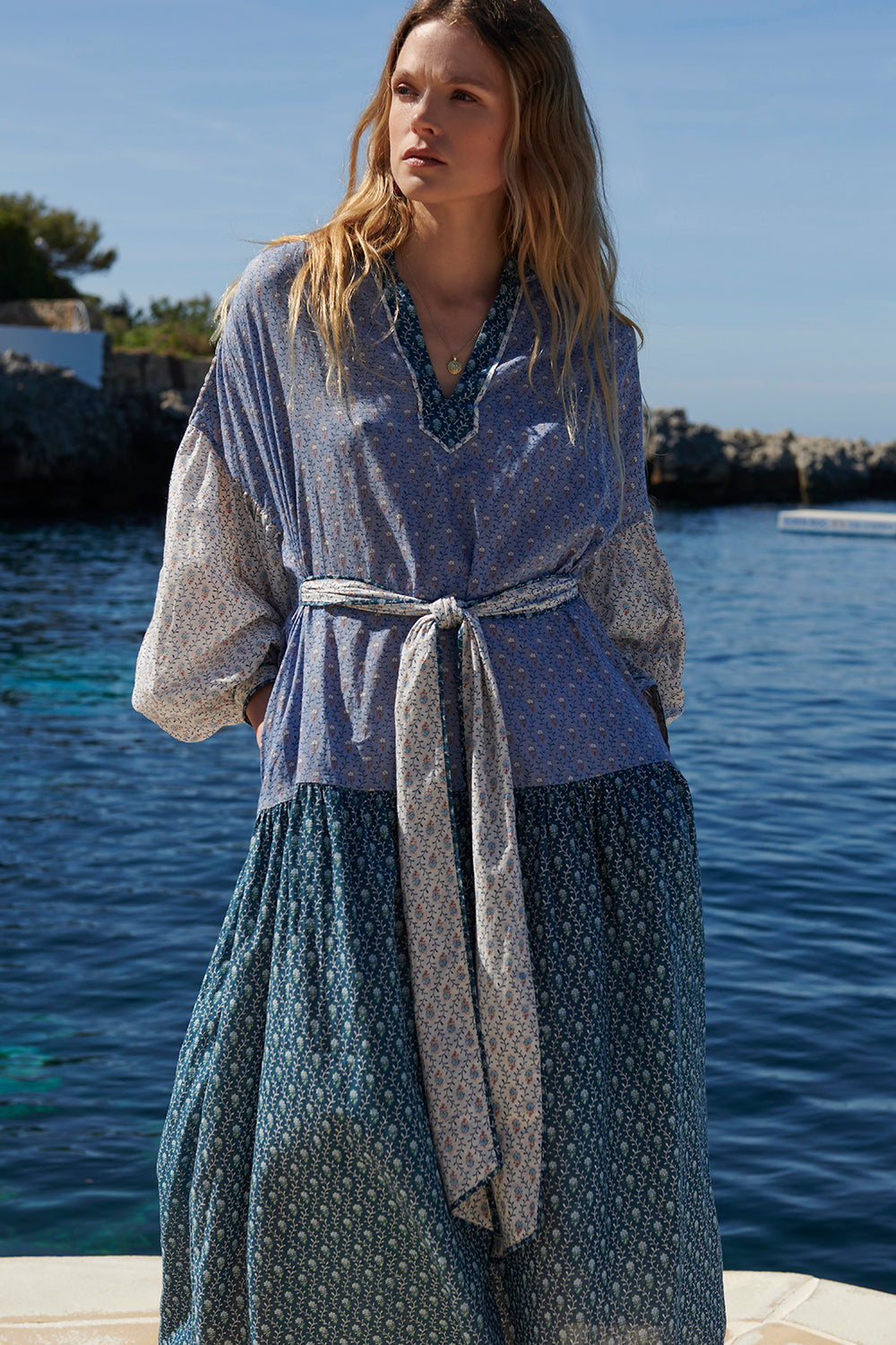 Larissa Blue Woodblock Dress