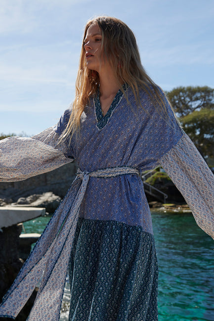 Larissa Blue Woodblock Dress Beulah London