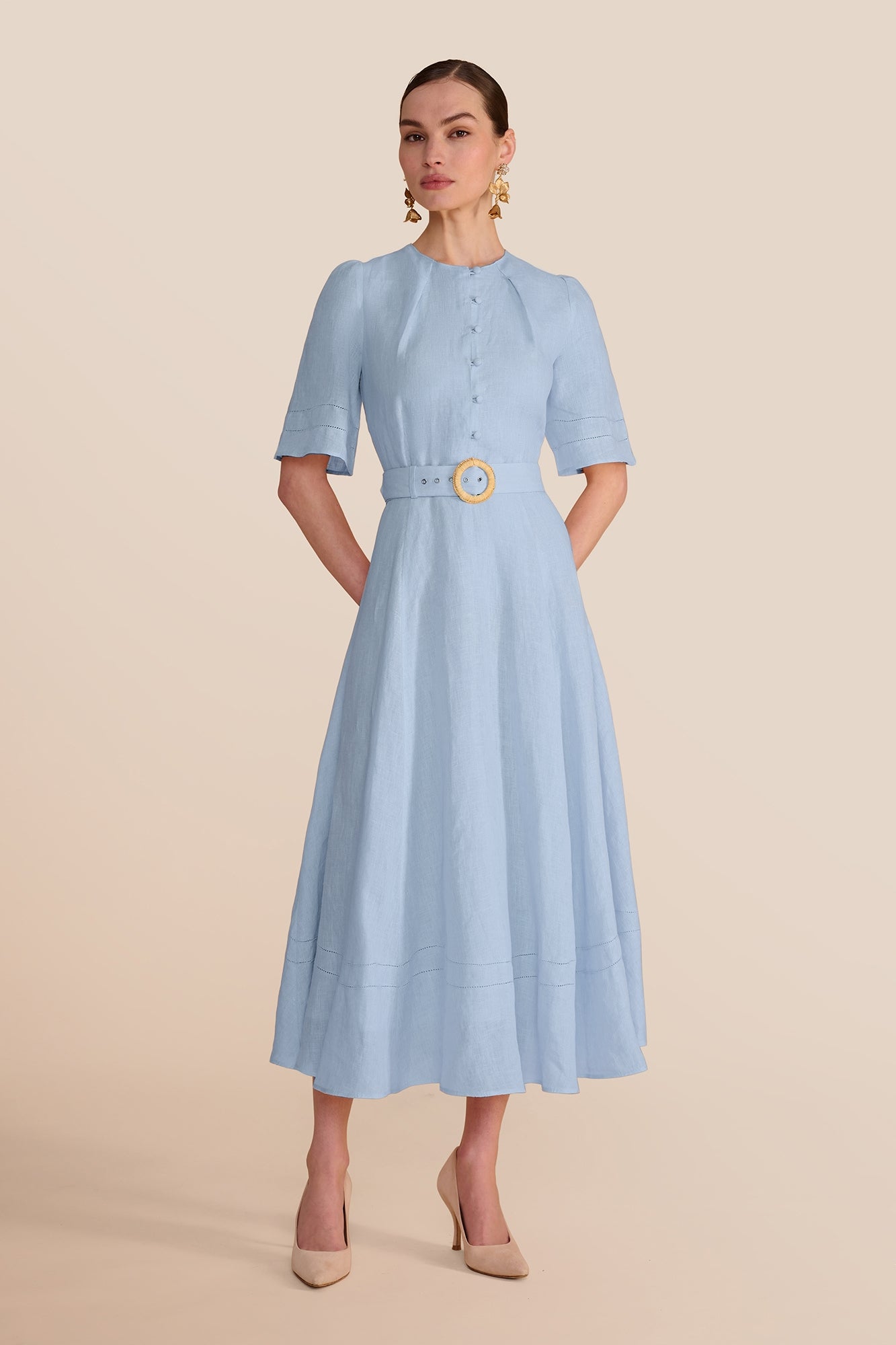 Aybra Linen Cornflower Dress