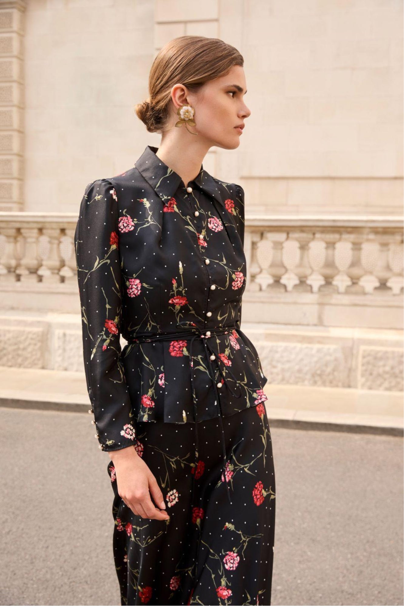 Ahana Black Carnation Blouse