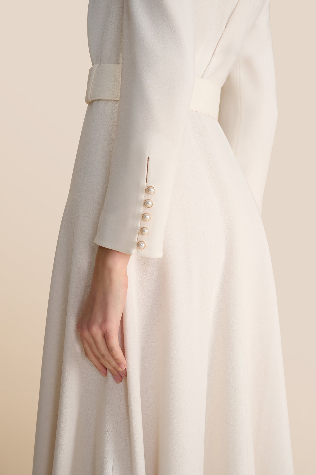 Ahana Cream Long Sleeve Dress