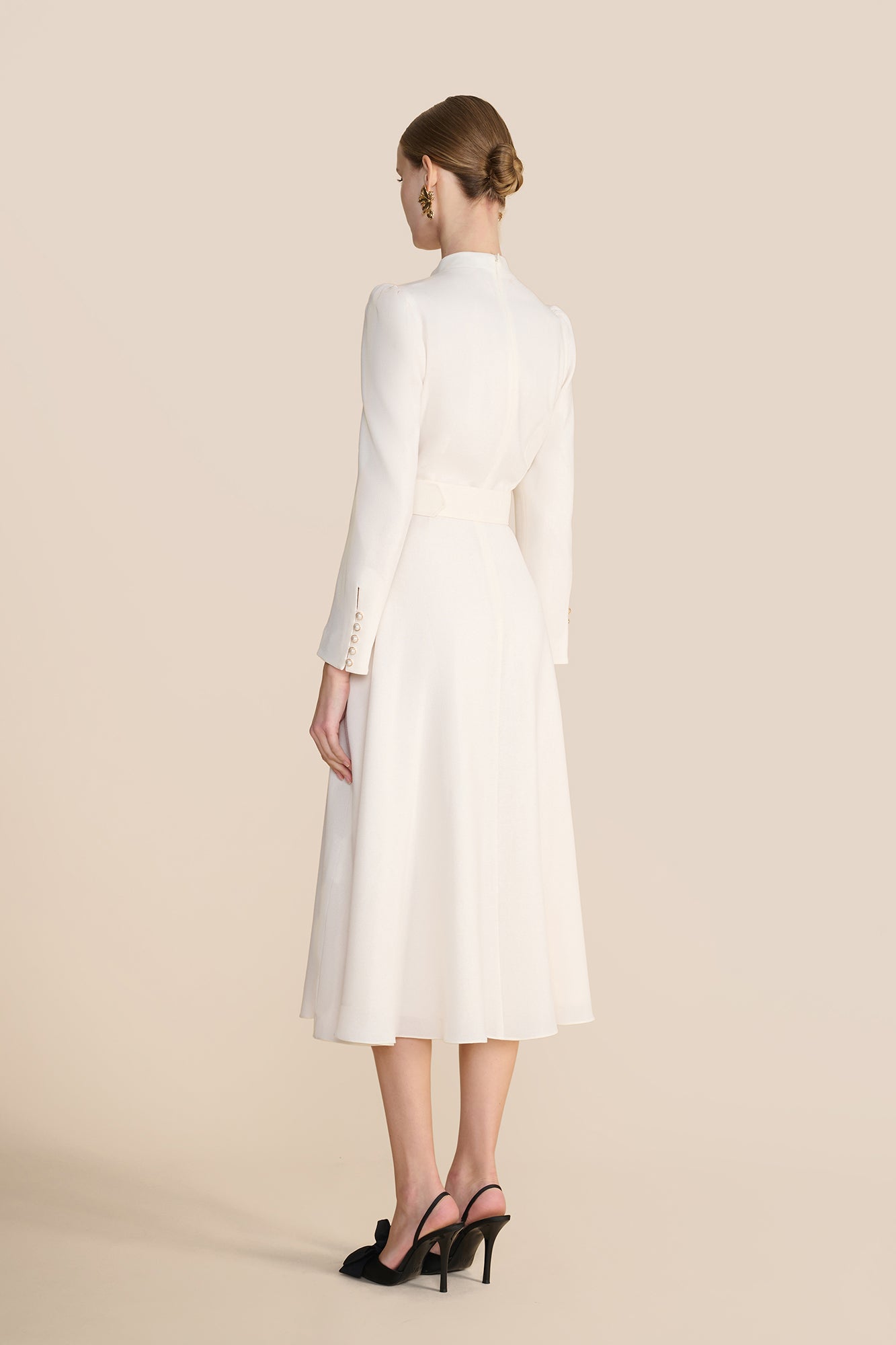 Ahana Cream Long Sleeve Dress