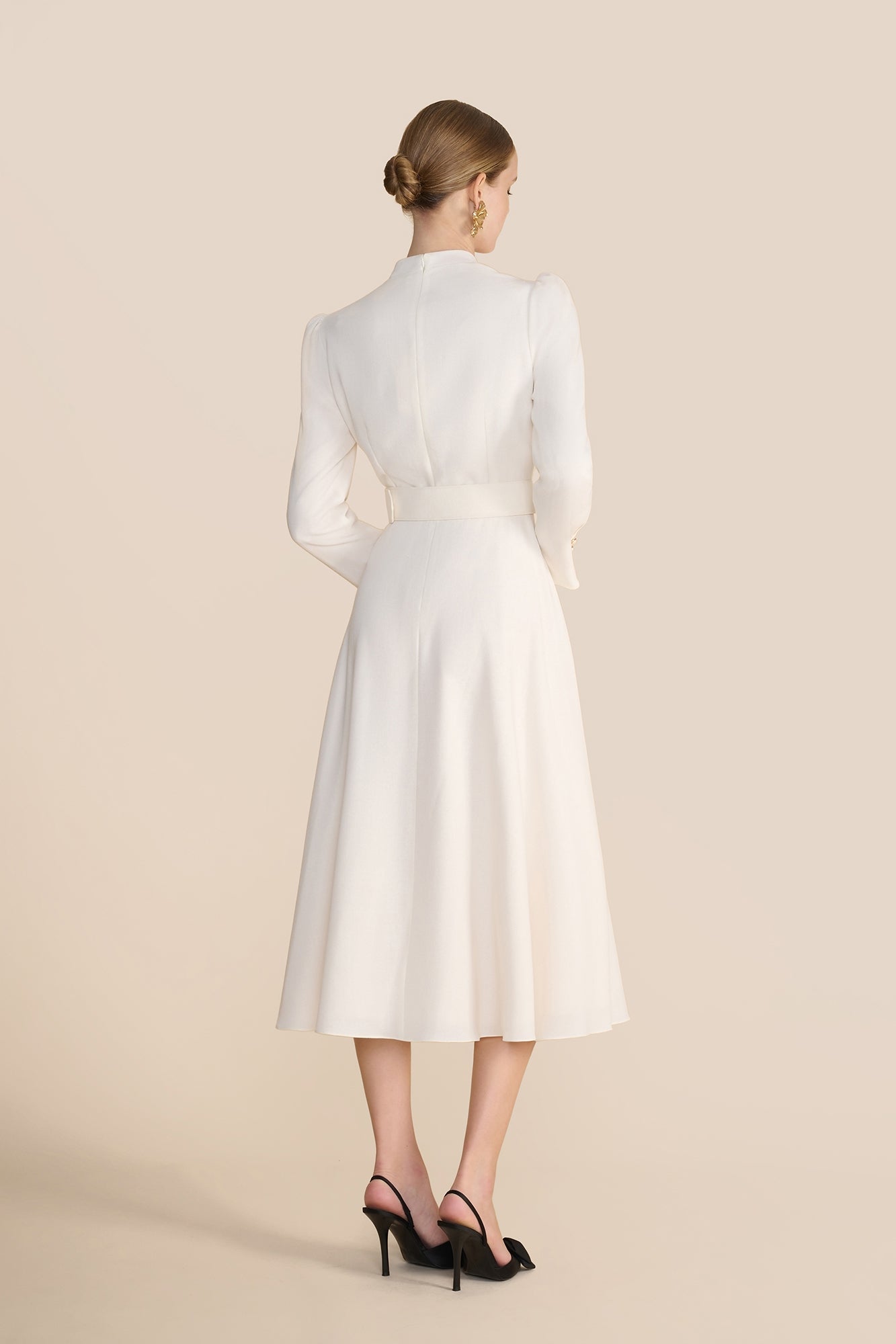 Ahana Cream Long Sleeve Dress