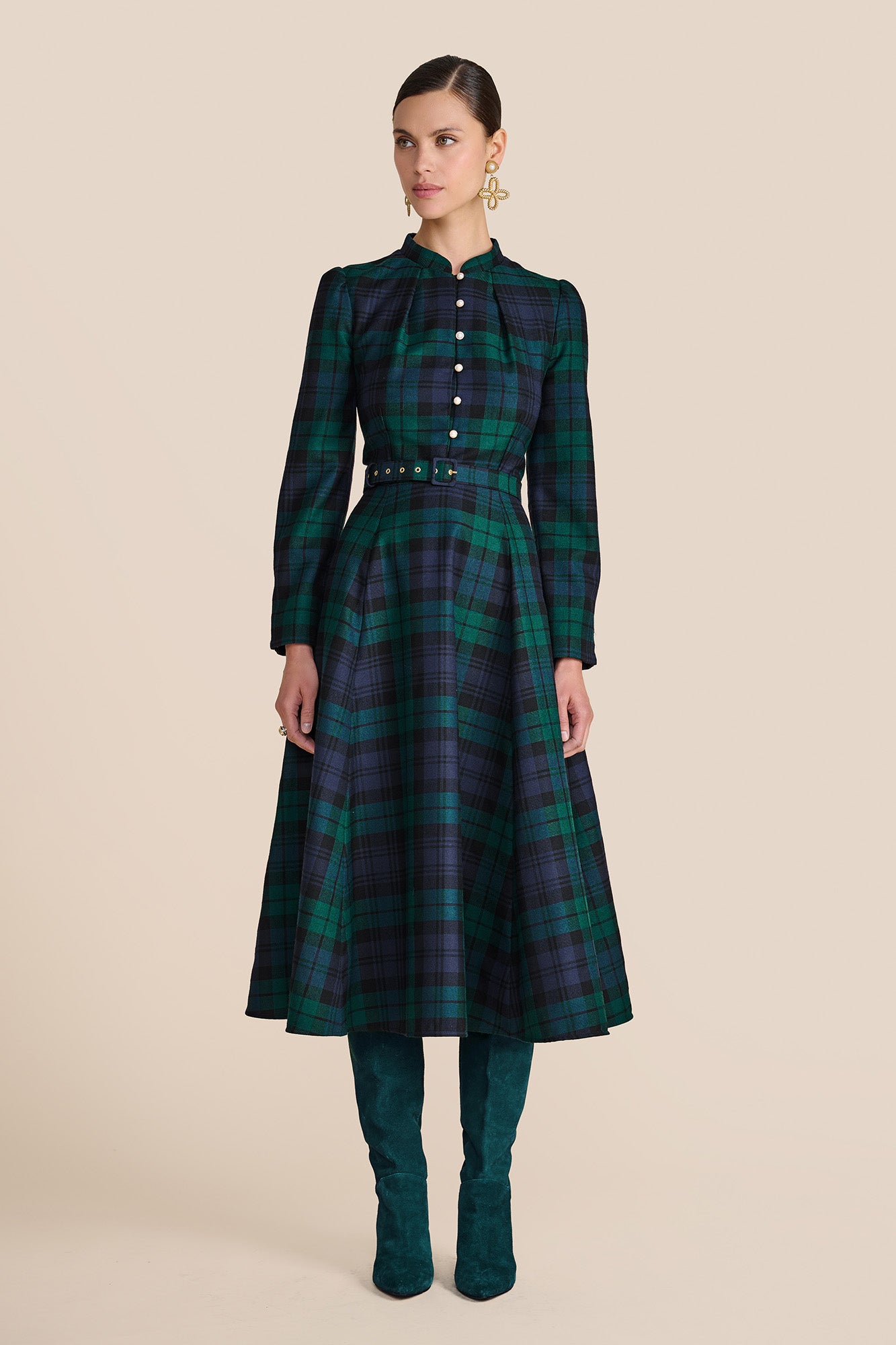 Ahana Evergreen Tartan Dress