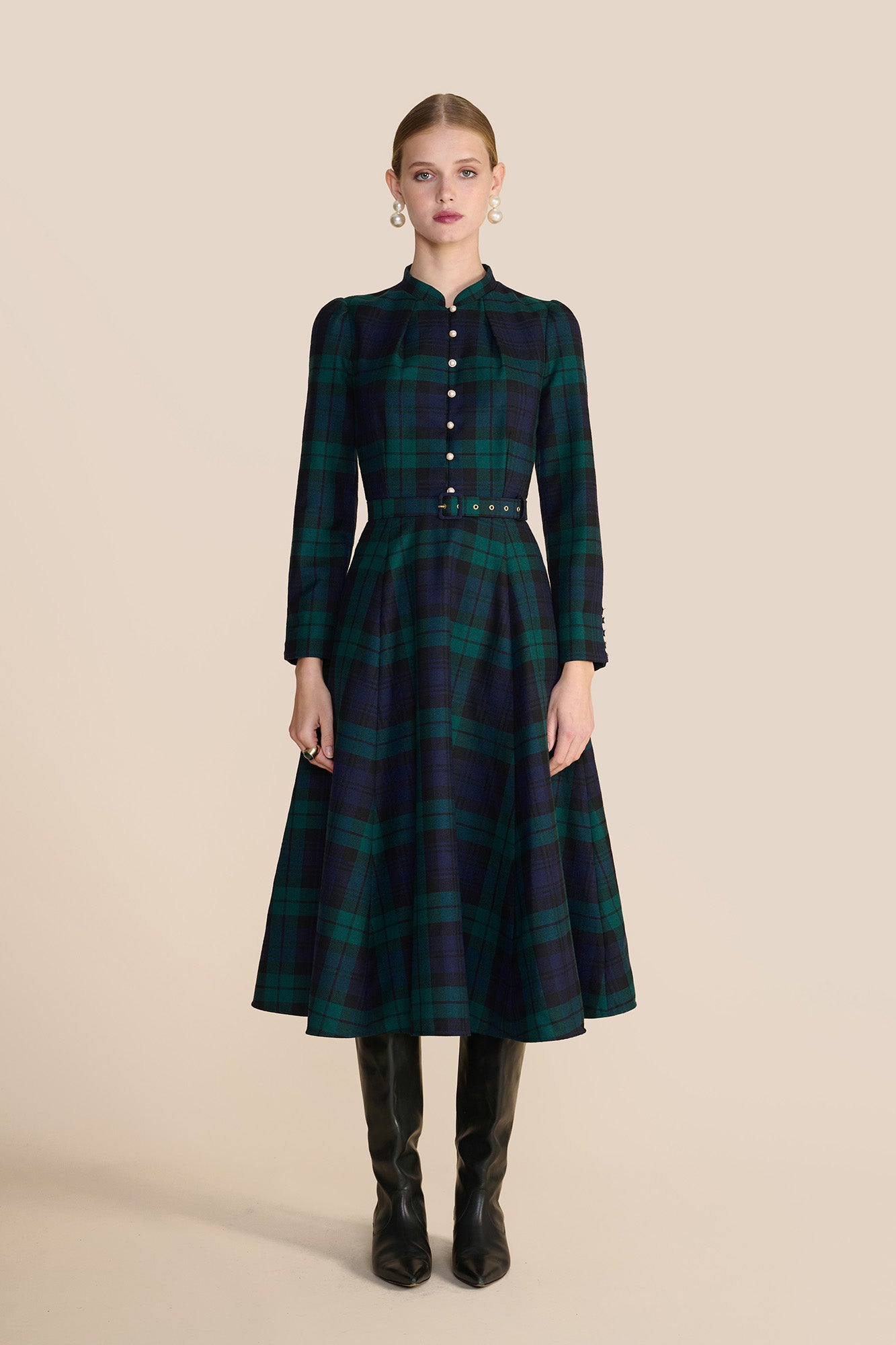 Ahana Evergreen Tartan Dress