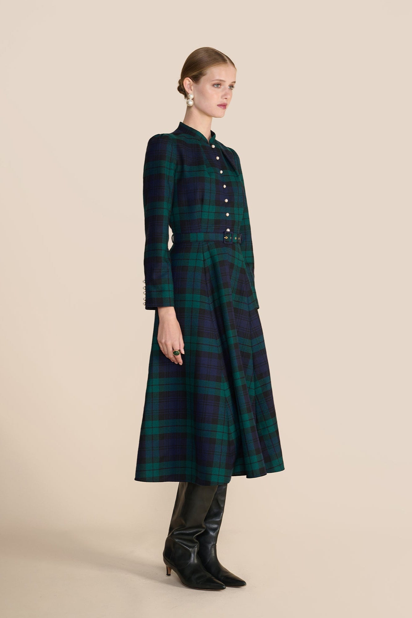 Ahana Evergreen Tartan Dress