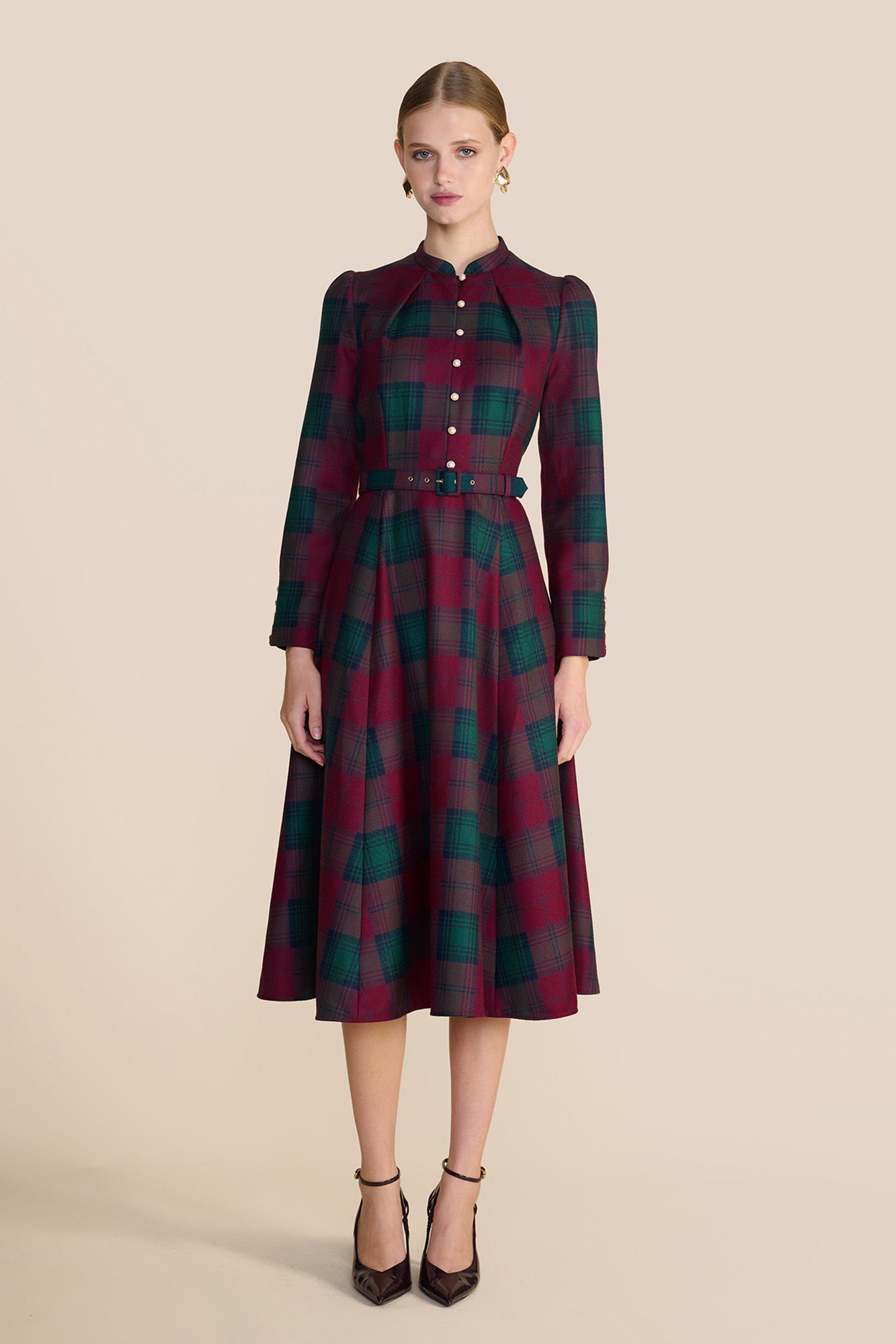 Ahana Crimson Tartan Dress