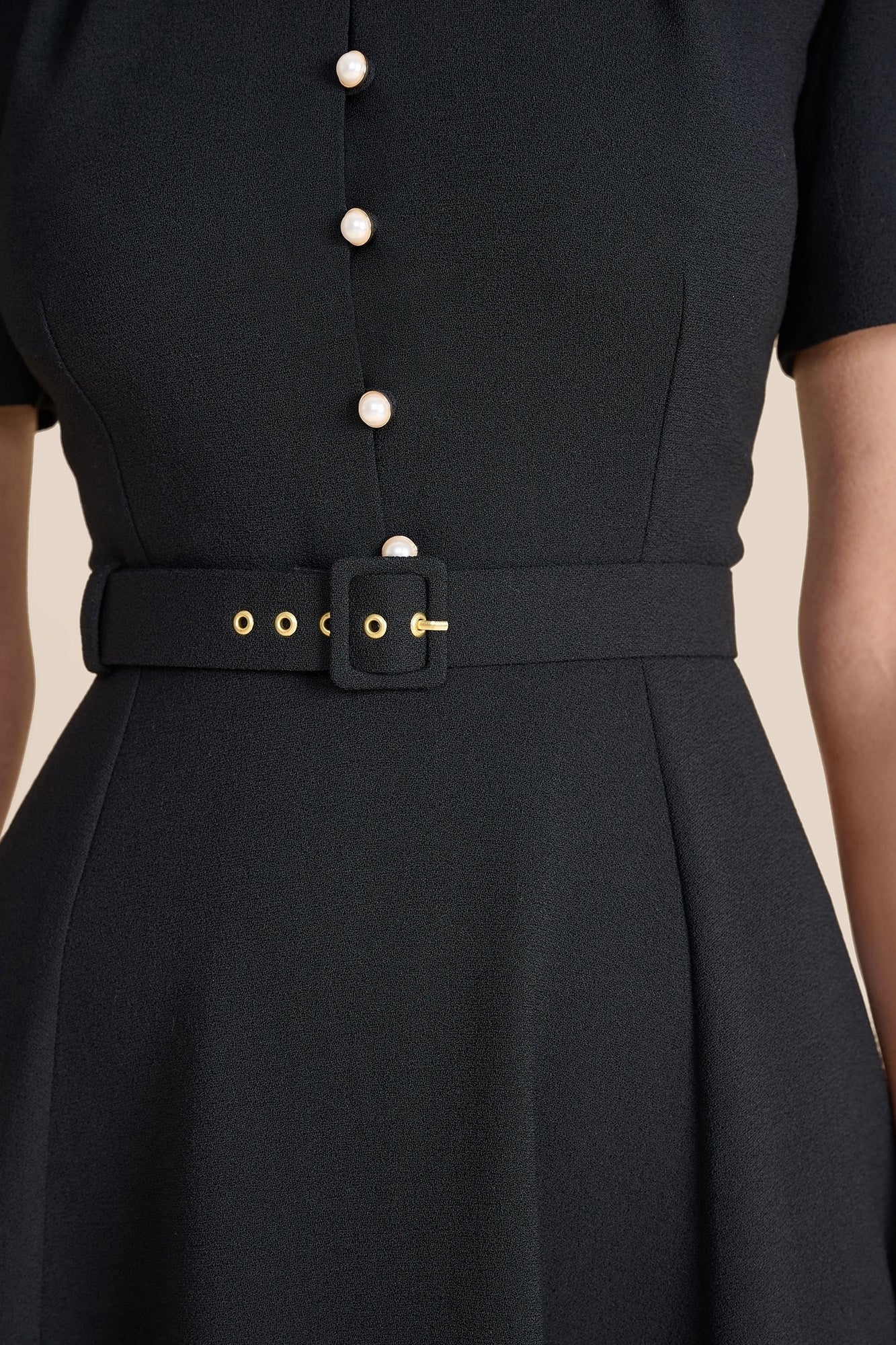 Ahana Black Short Sleeve Dress