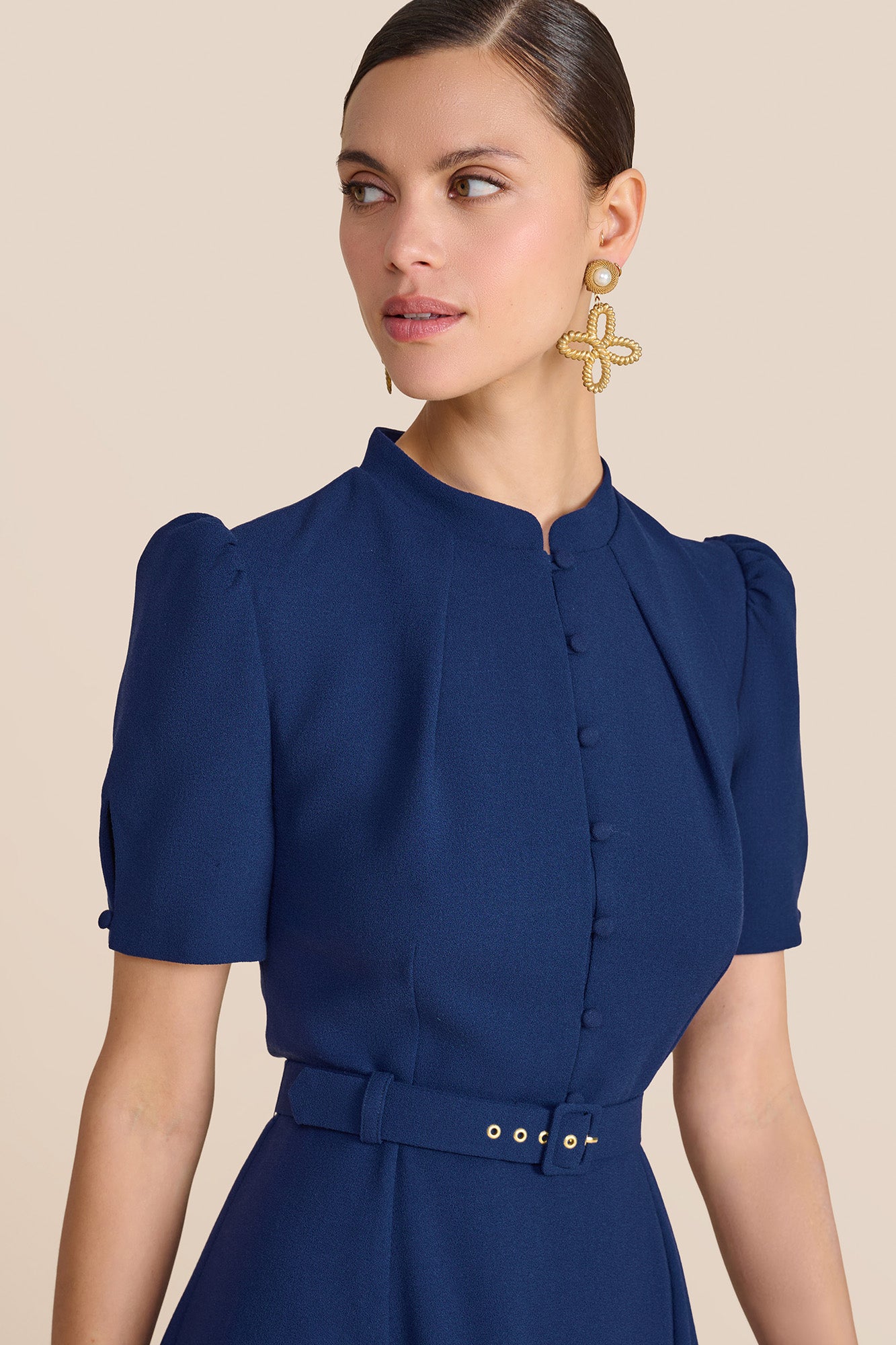 Ahana Navy Short Sleeve Dress