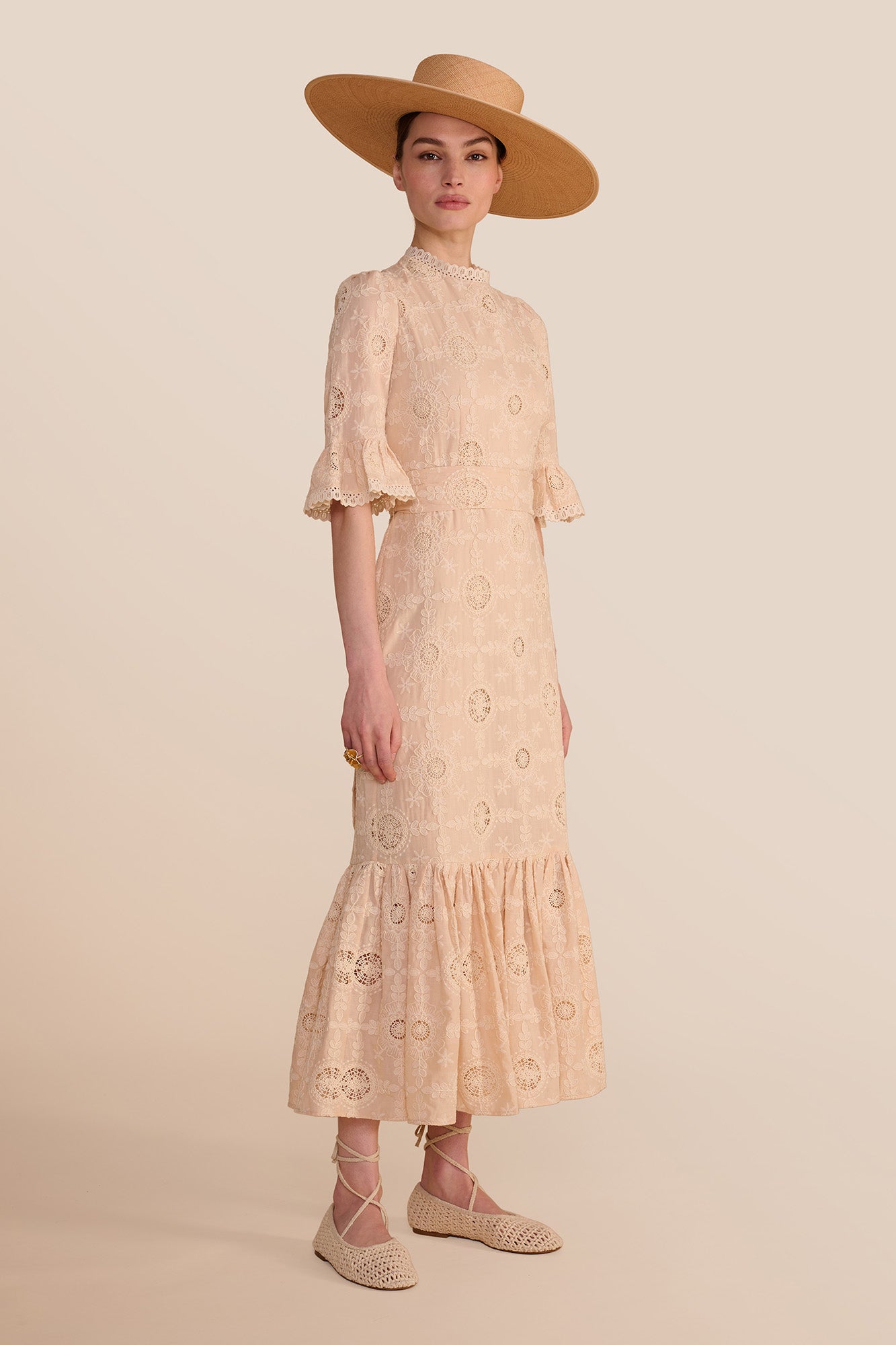 Aster Mocha Embroidered Dress