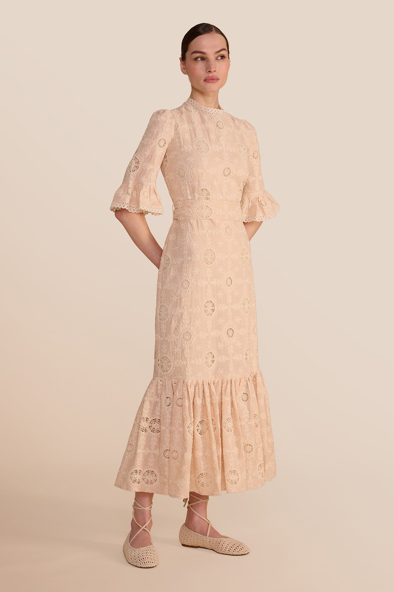 Aster Mocha Embroidered Dress