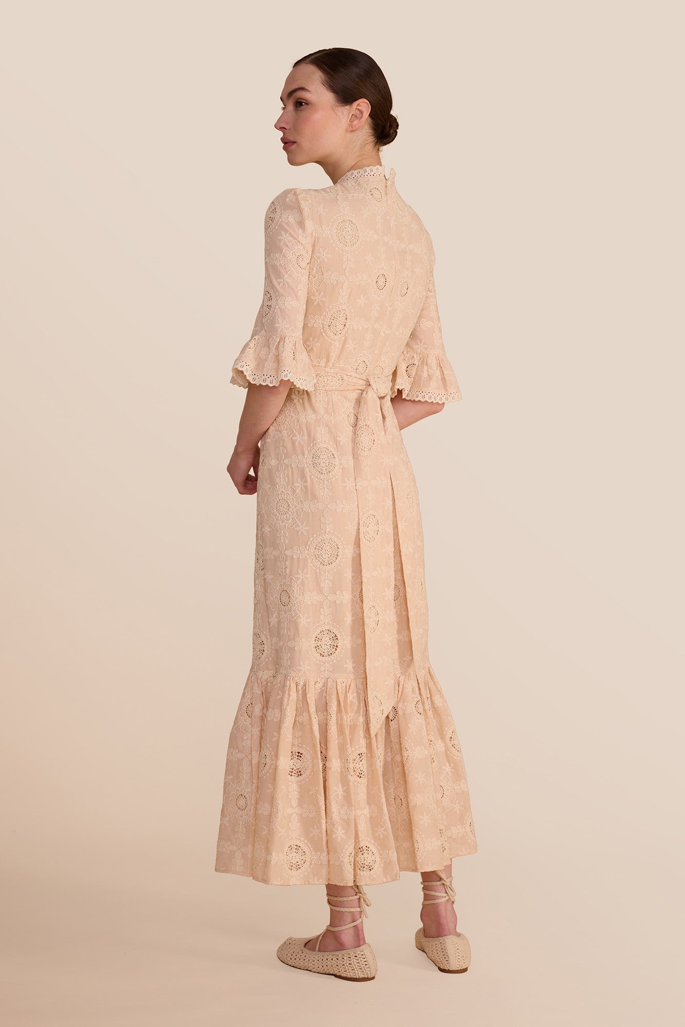 Aster Mocha Embroidered Dress