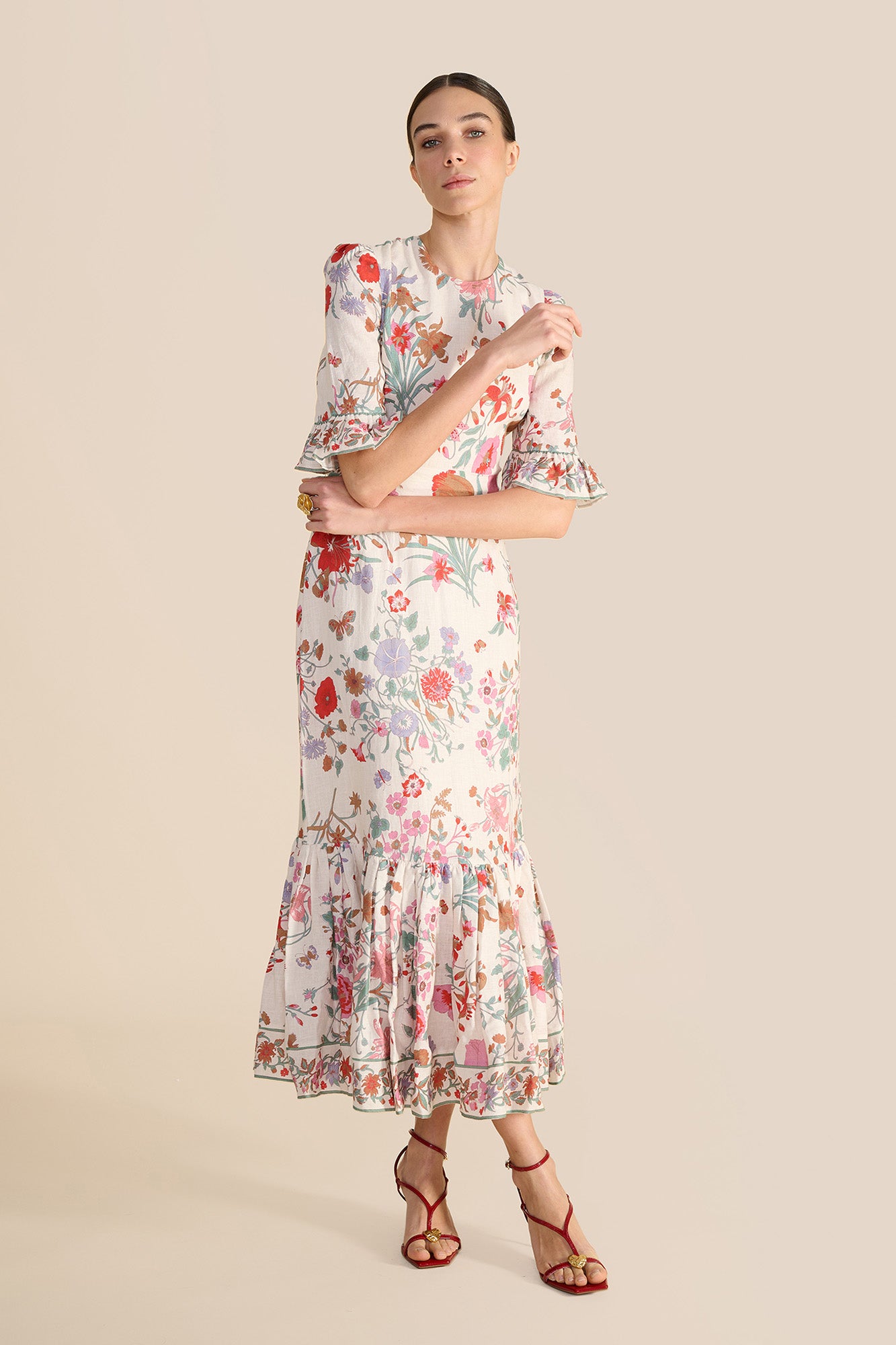 Aster White Floral Bouquet Dress