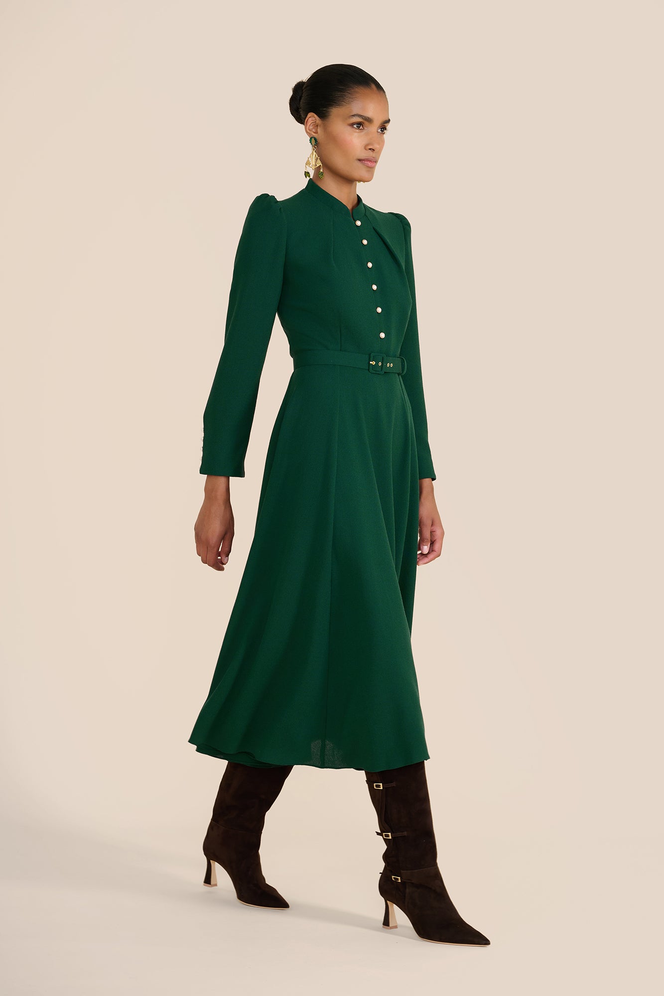 Ahana Evergreen Long Sleeve Dress