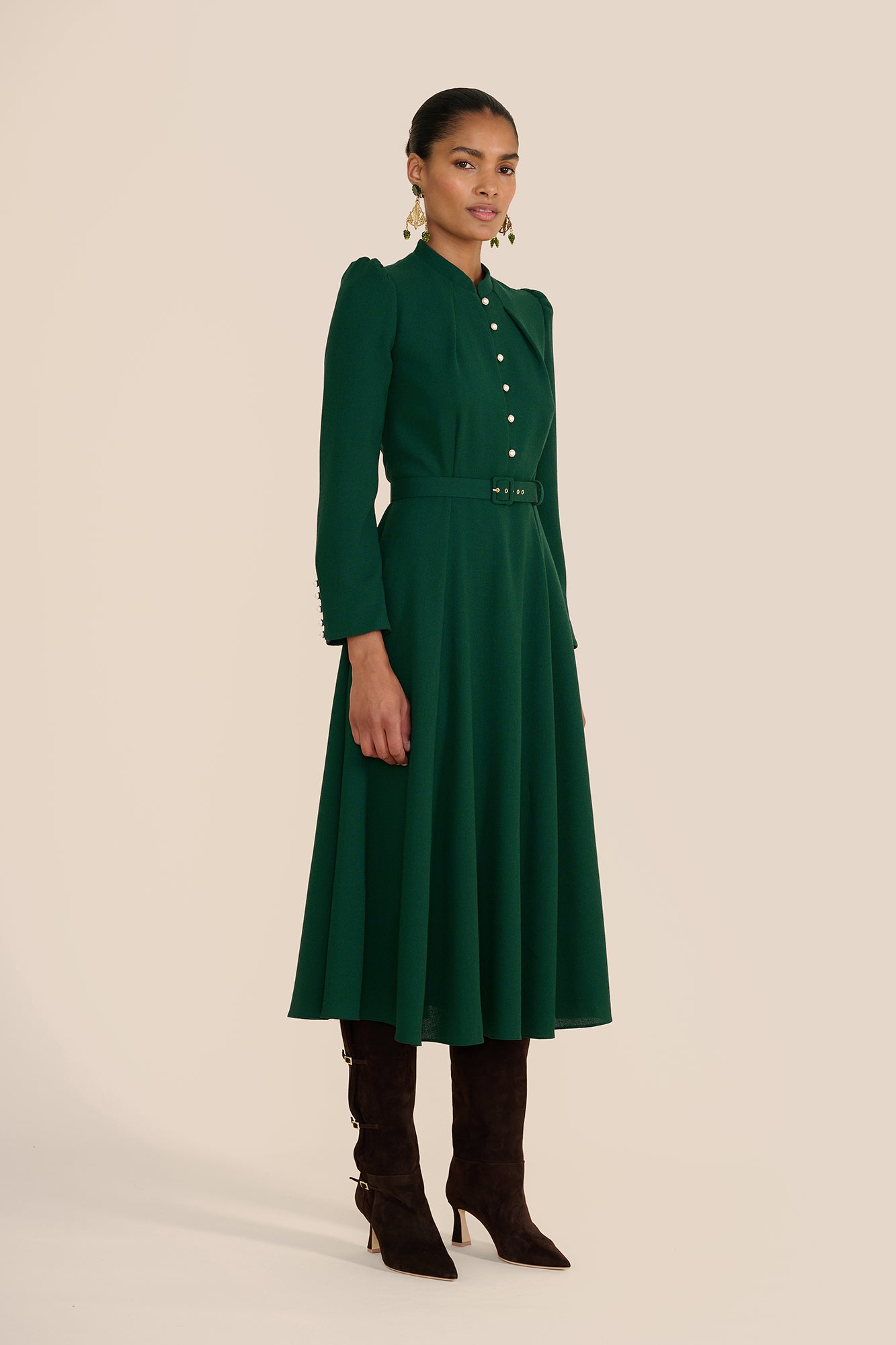 Ahana Evergreen Long Sleeve Dress