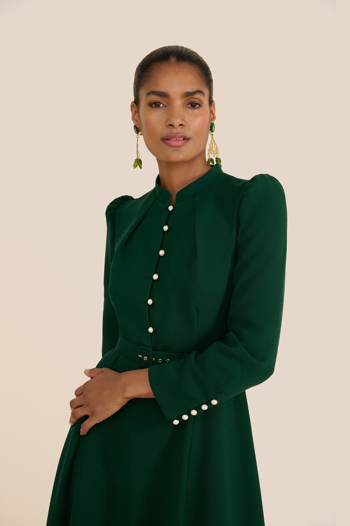 Ahana Evergreen Long Sleeve Dress
