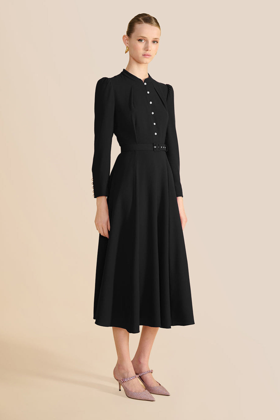 Ahana Black Long Sleeve Dress