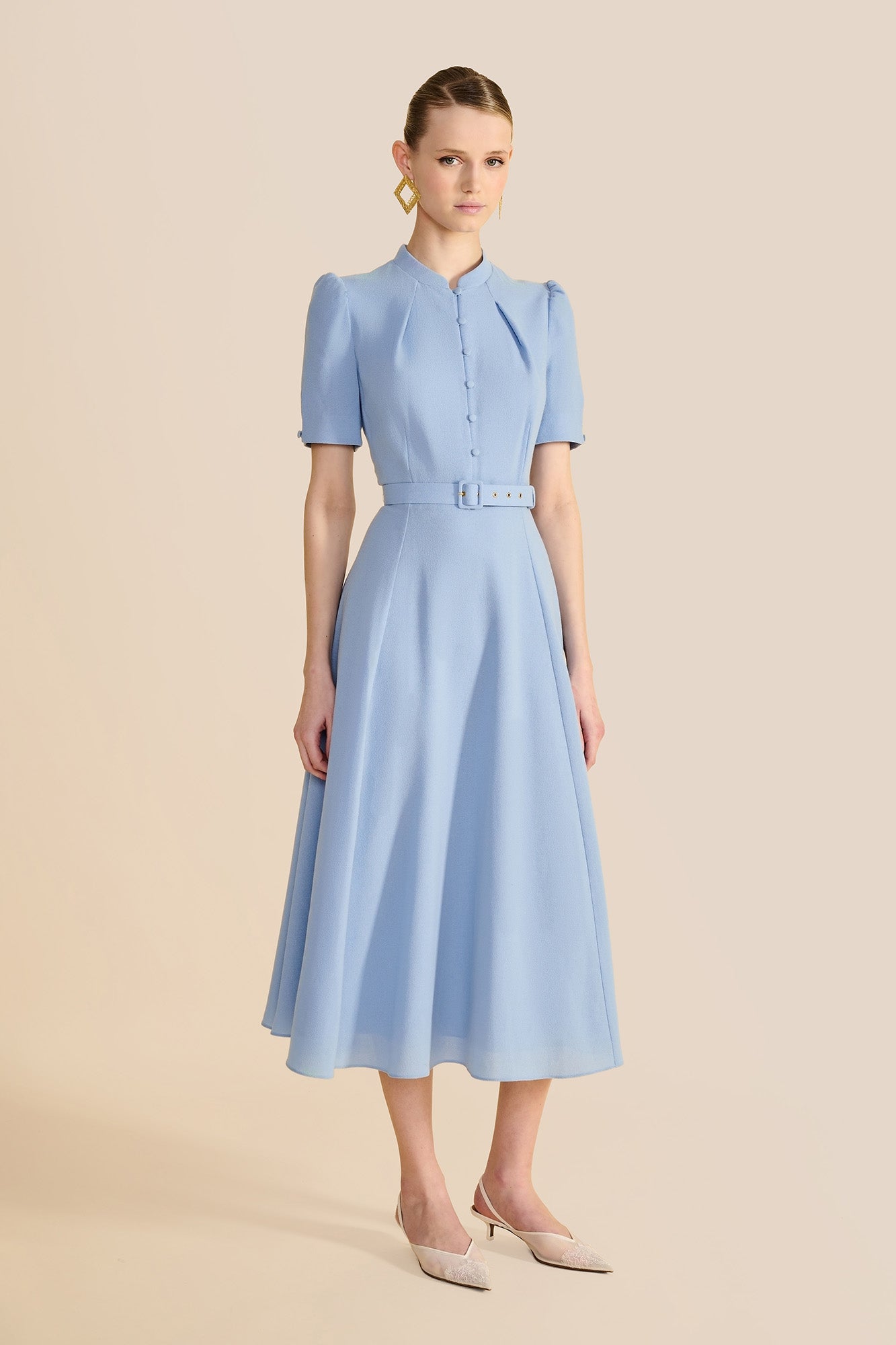 Ahana Pale Blue Short Sleeve Dress