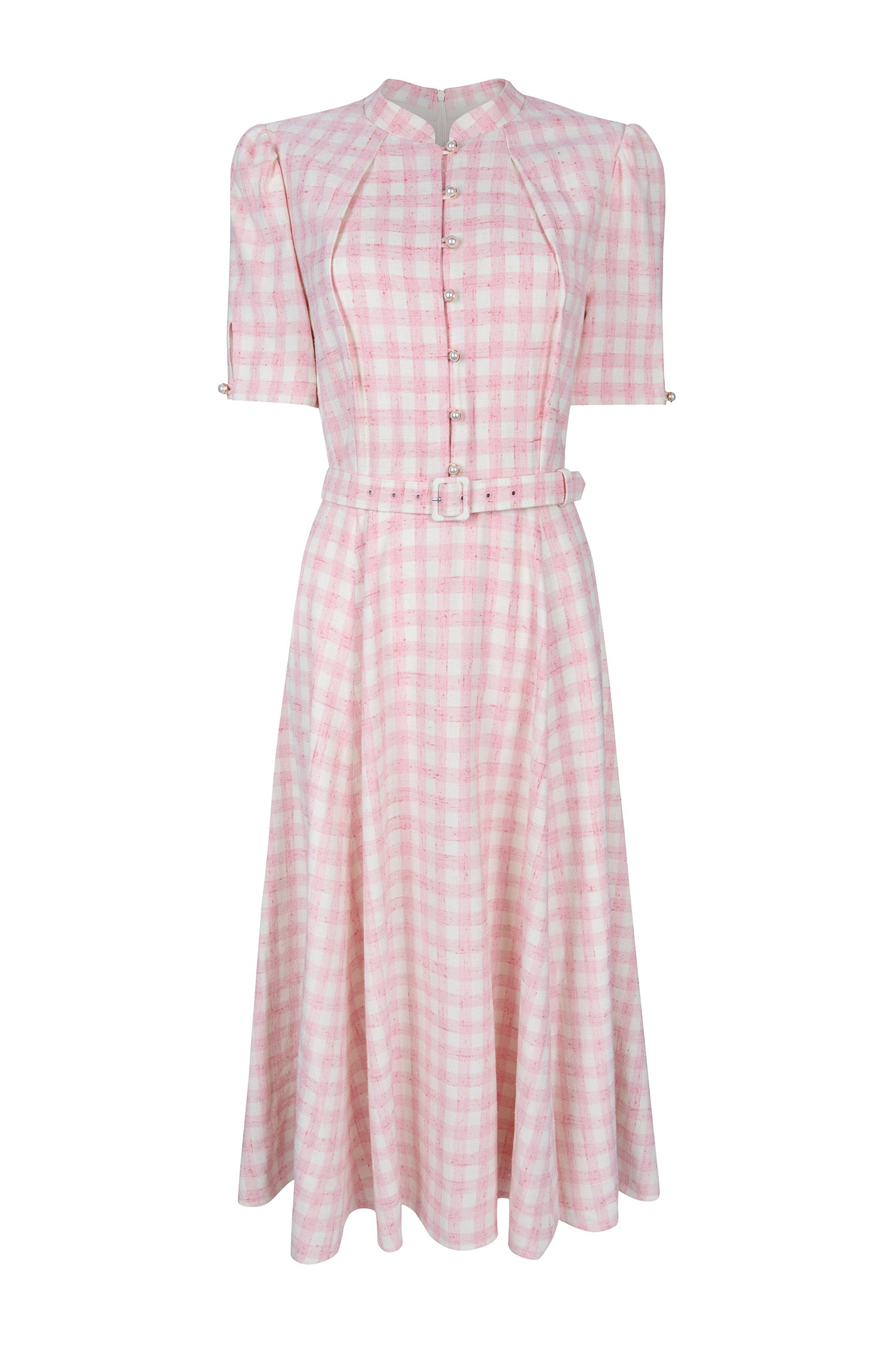 Ahana Pink & White Tweed Dress