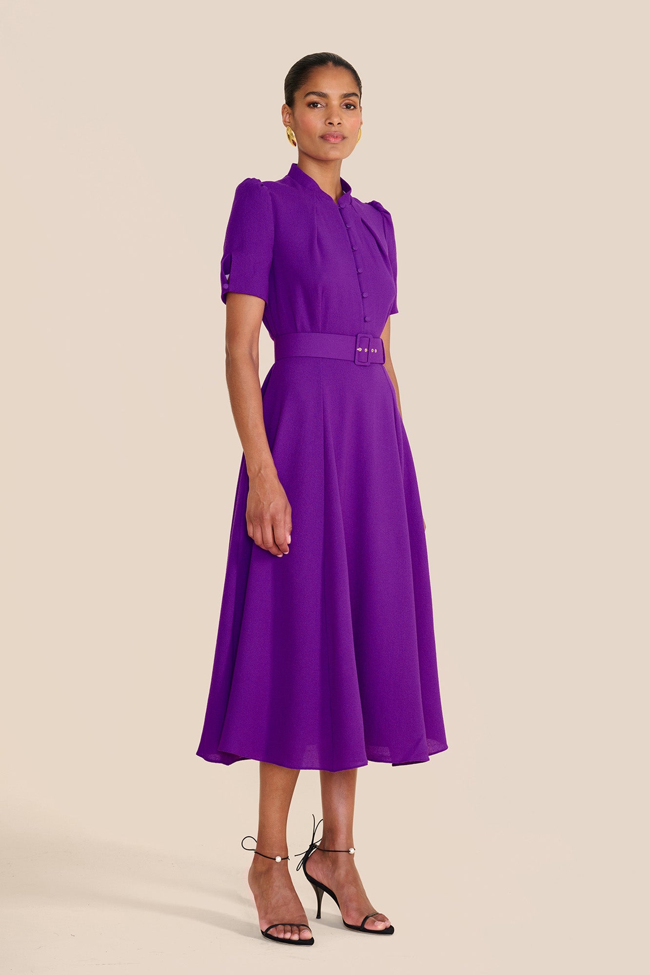 Ahana Bright Purple Short Sleeve Dress