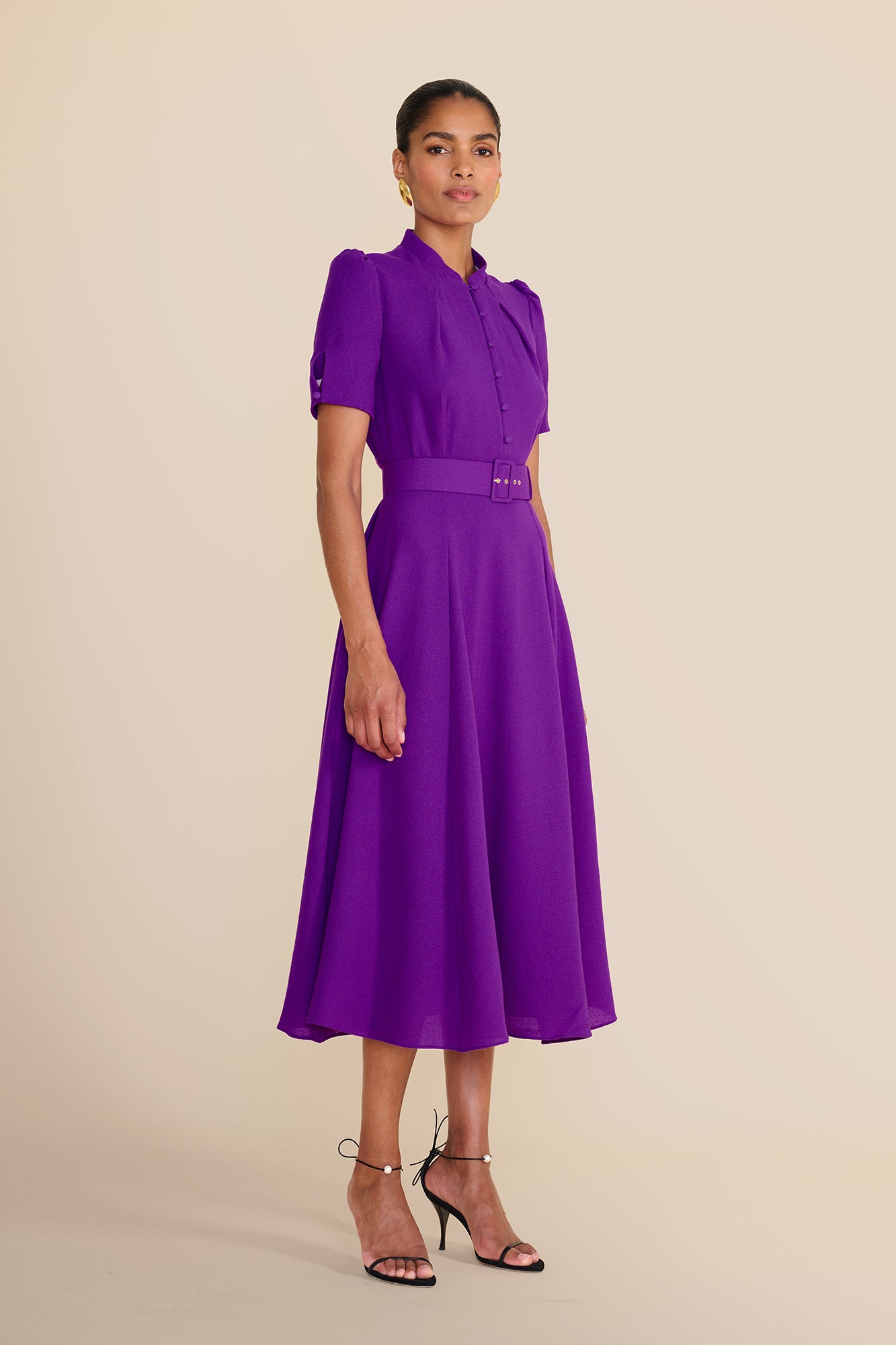 Ahana Bright Purple Short Sleeve Dress