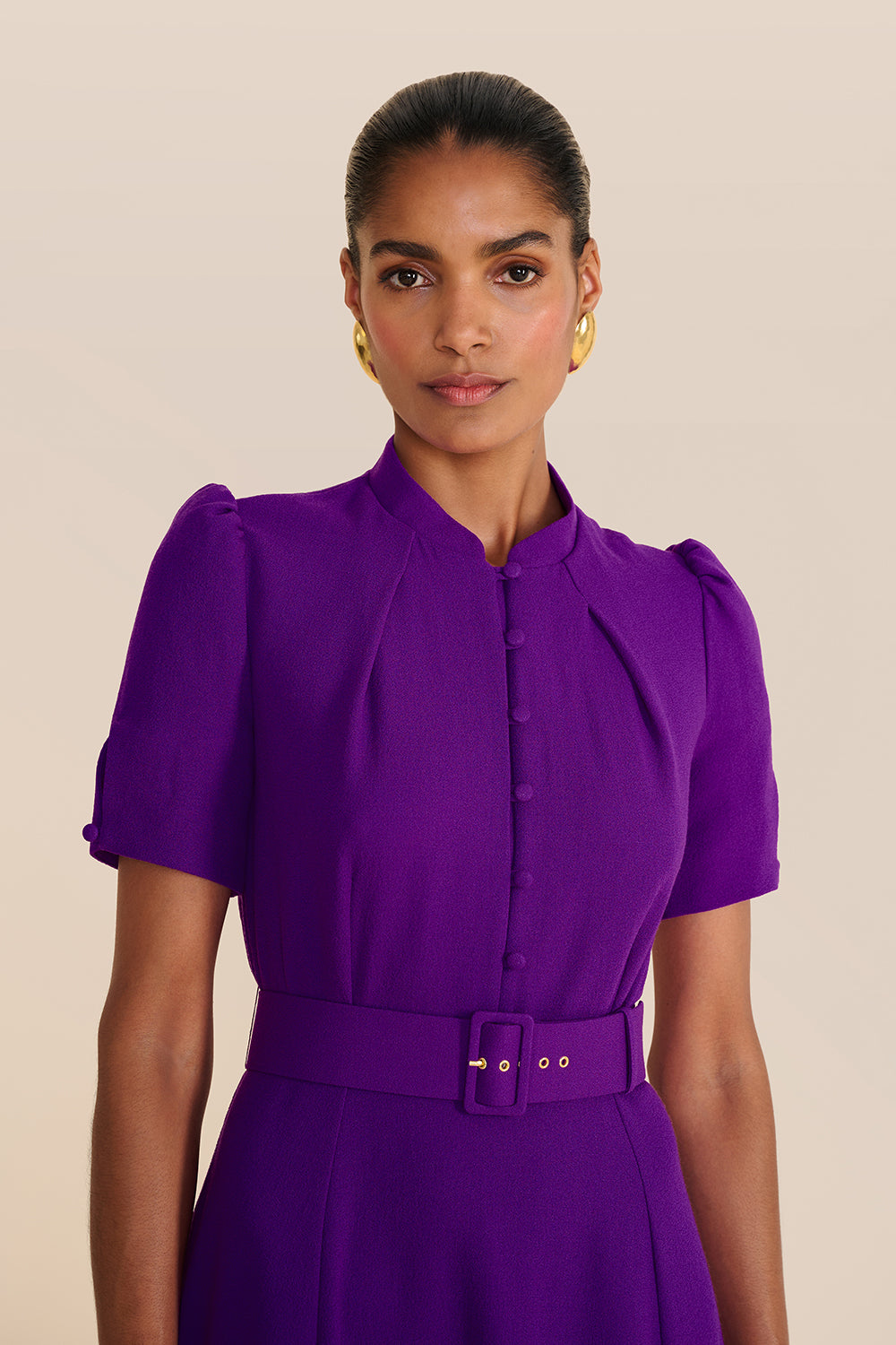 Ahana Bright Purple Short Sleeve Dress