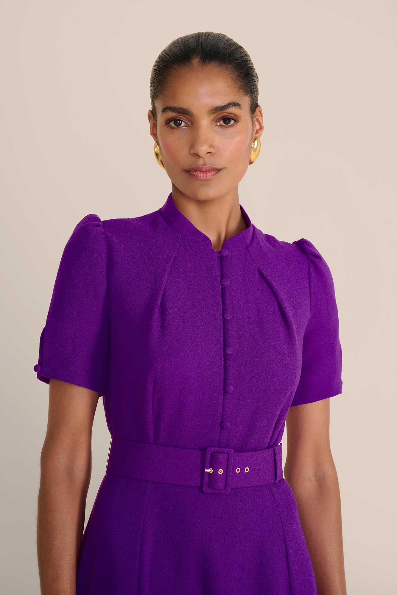 Ahana Bright Purple Short Sleeve Dress