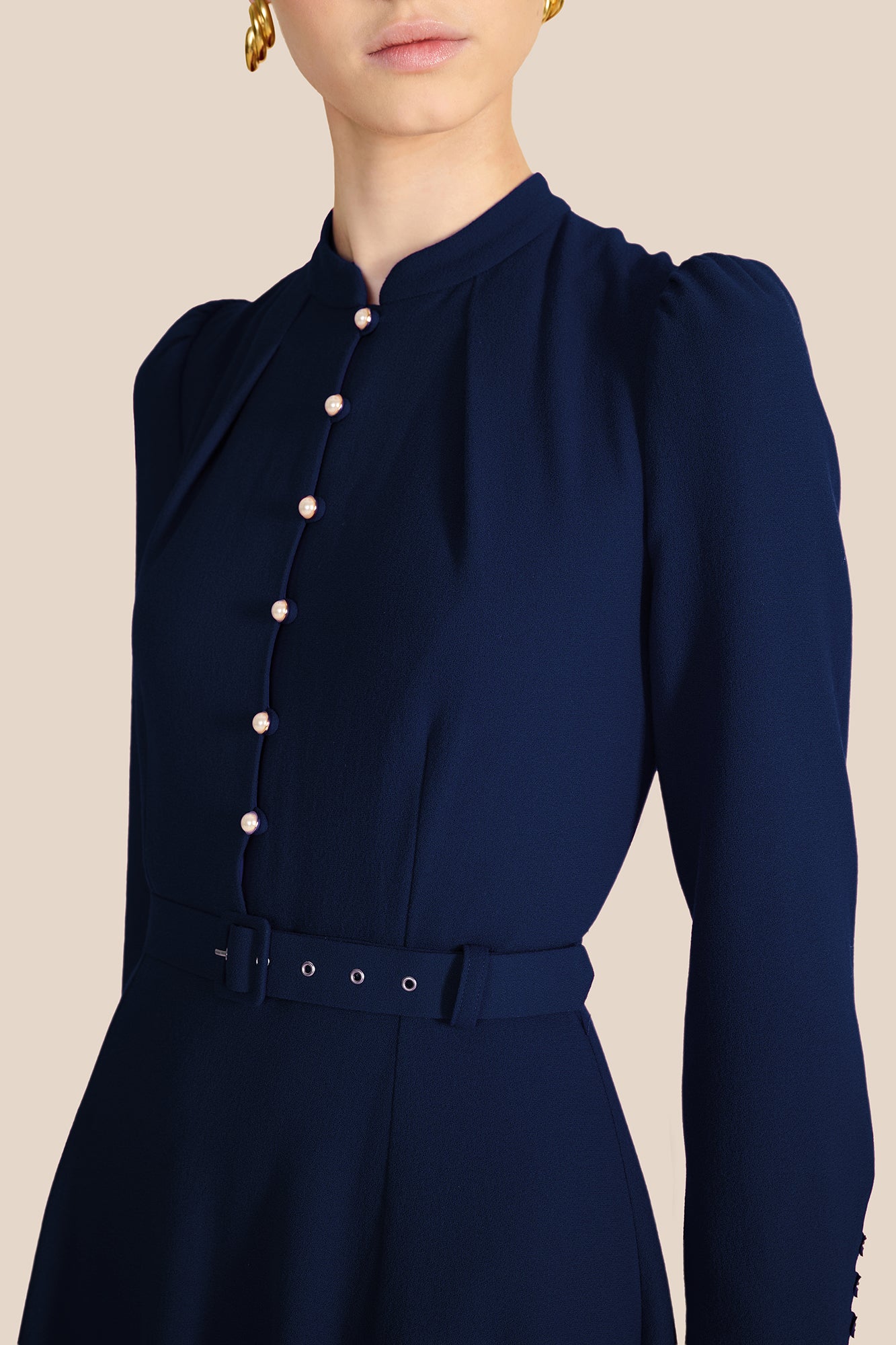 Ahana Navy Long Sleeve Dress