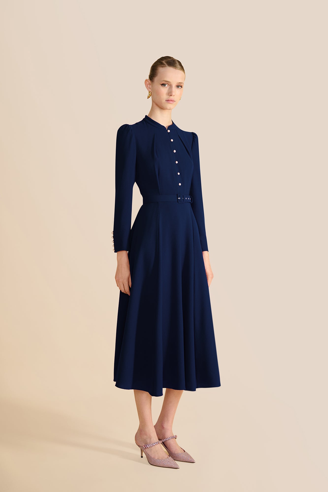 Ahana Navy Long Sleeve Dress