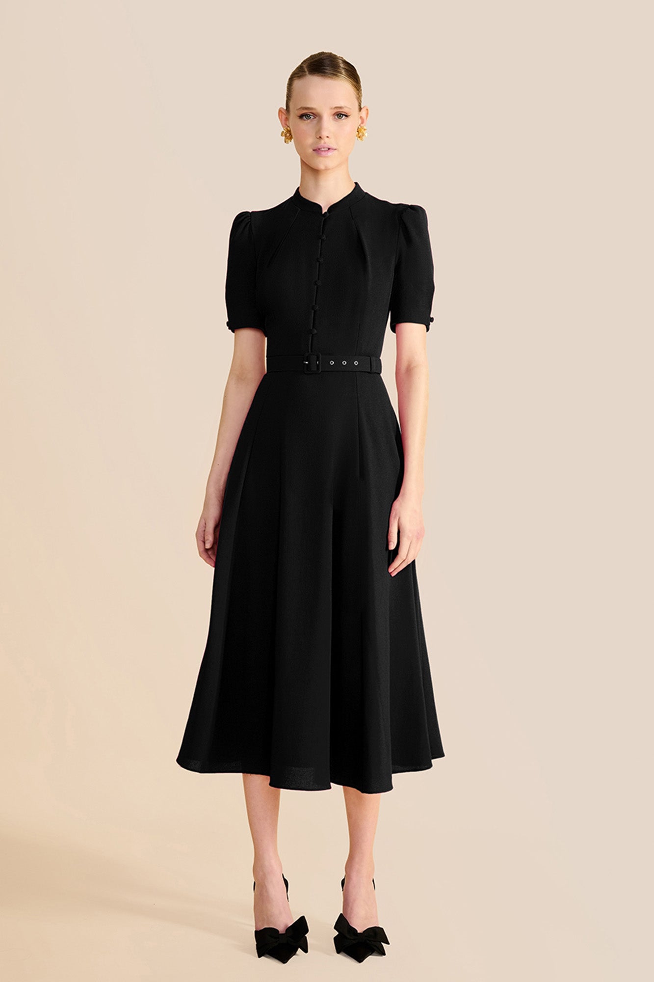 Ahana Black Short Sleeve Dress