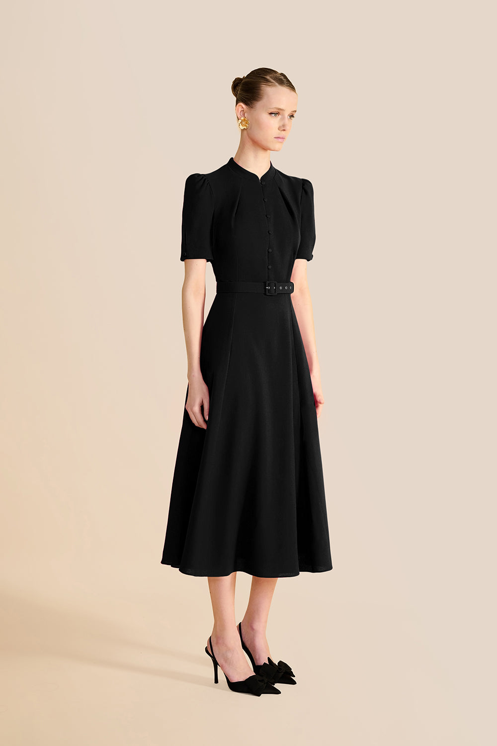 Ahana Black Short Sleeve Dress