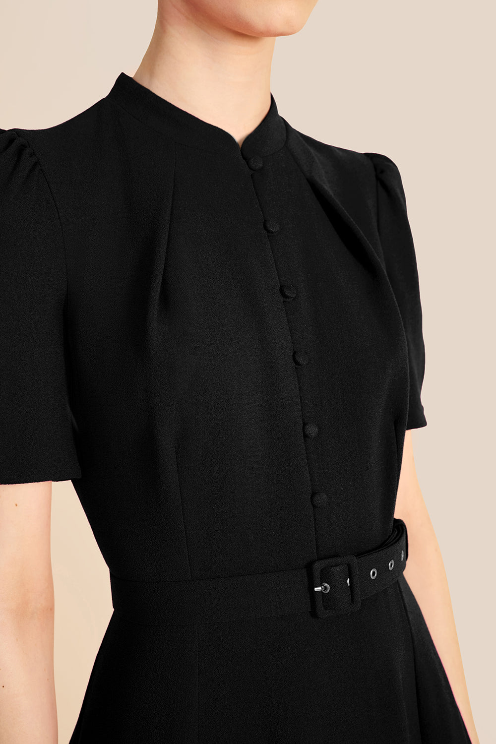 Ahana Black Short Sleeve Dress