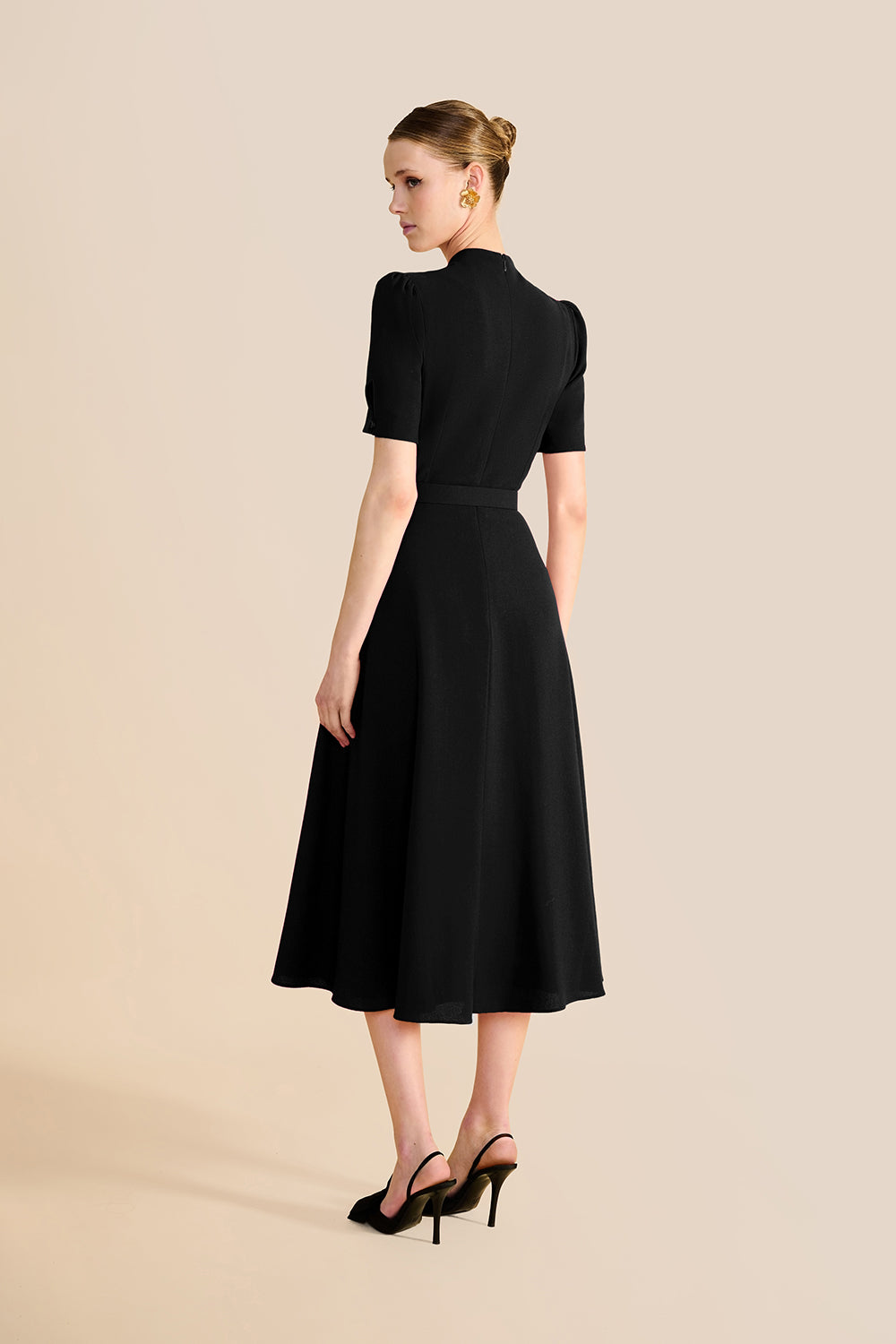 Ahana Black Short Sleeve Dress