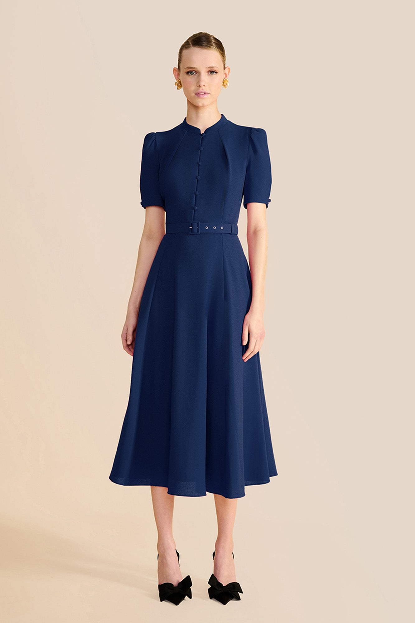Ahana Navy Short Sleeve Dress